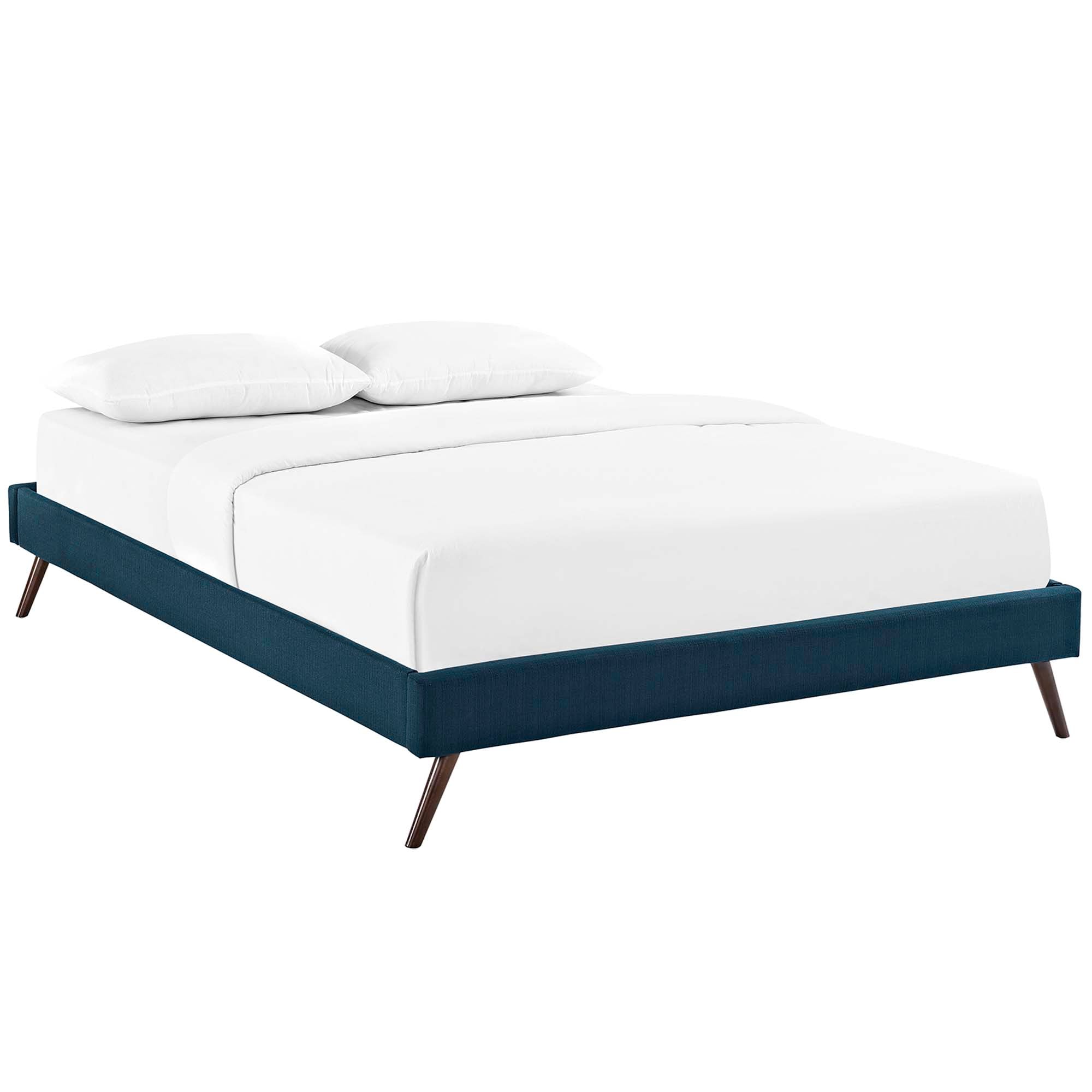 Loryn Fabric Full Bed Frame with Round Splayed Legs, Azure