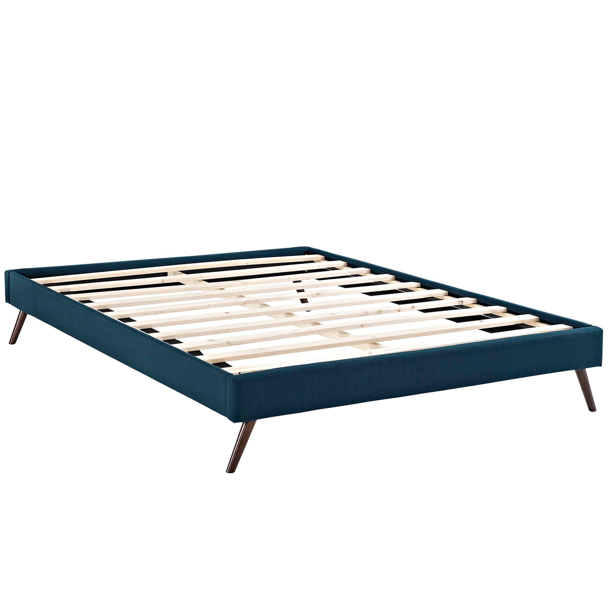 Loryn Fabric Full Bed Frame with Round Splayed Legs, Azure