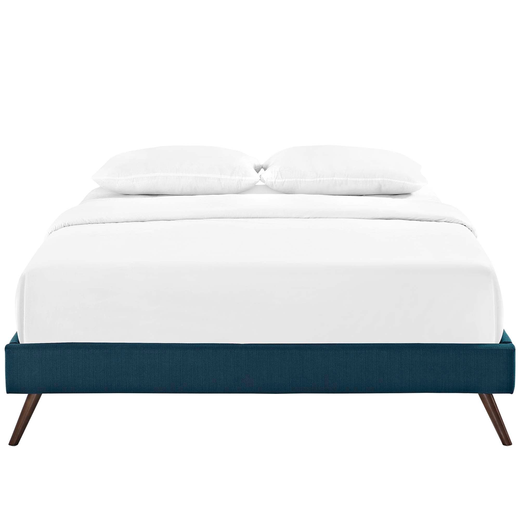 Loryn Fabric Full Bed Frame with Round Splayed Legs, Azure