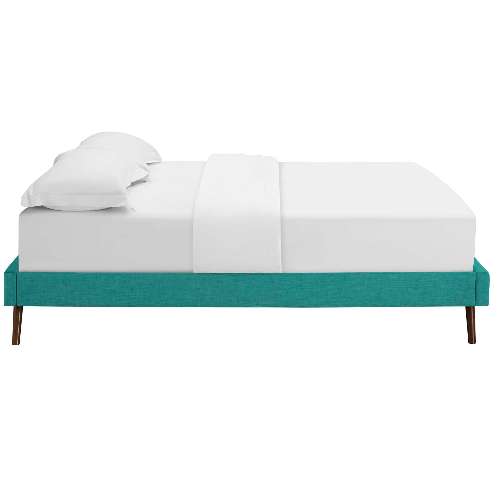 Loryn Teal Full Fabric Bed Frame with Round Splayed Legs