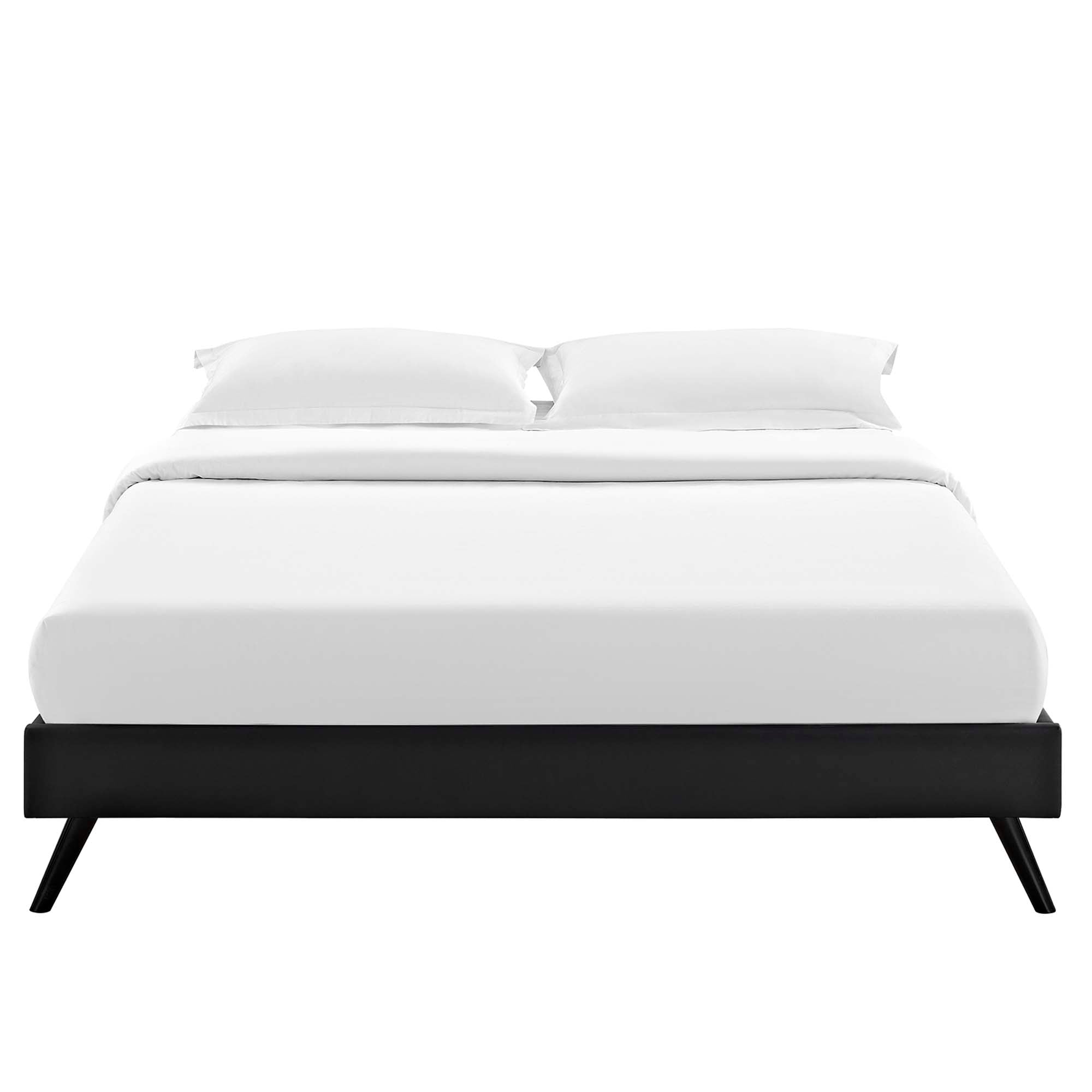 Loryn Vinyl Queen Bed Frame with Round Splayed Legs