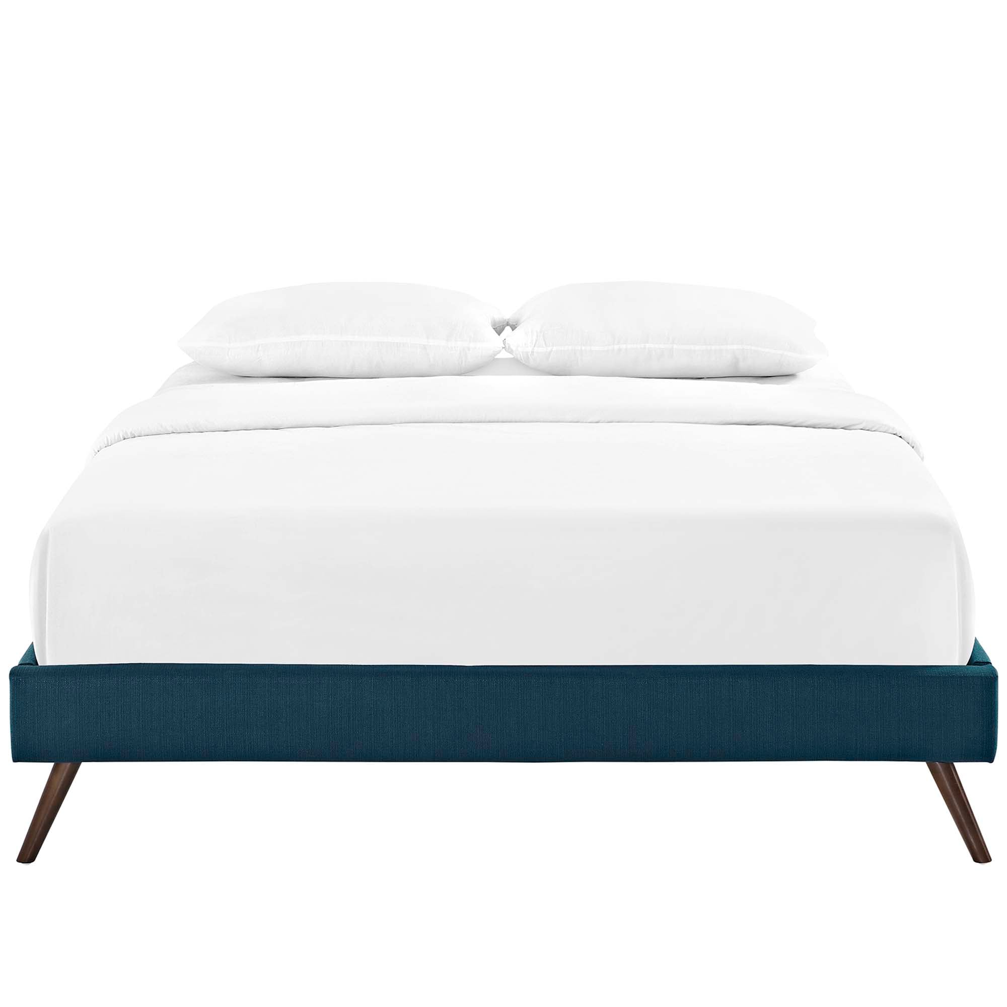 Loryn Azure Queen Fabric Bed Frame with Round Splayed Legs