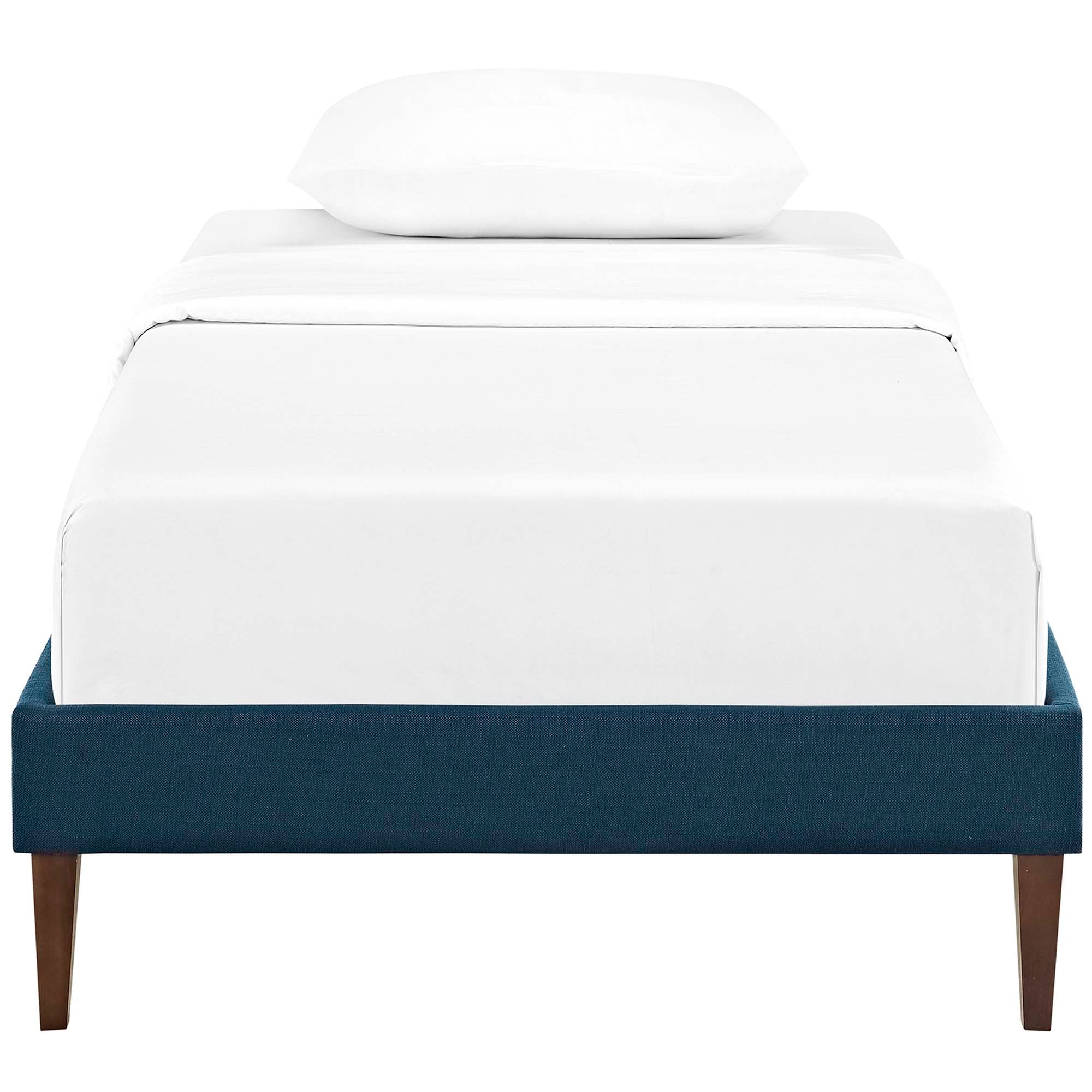 Tessie Azure Twin Fabric Bed Frame with Squared Tapered Legs