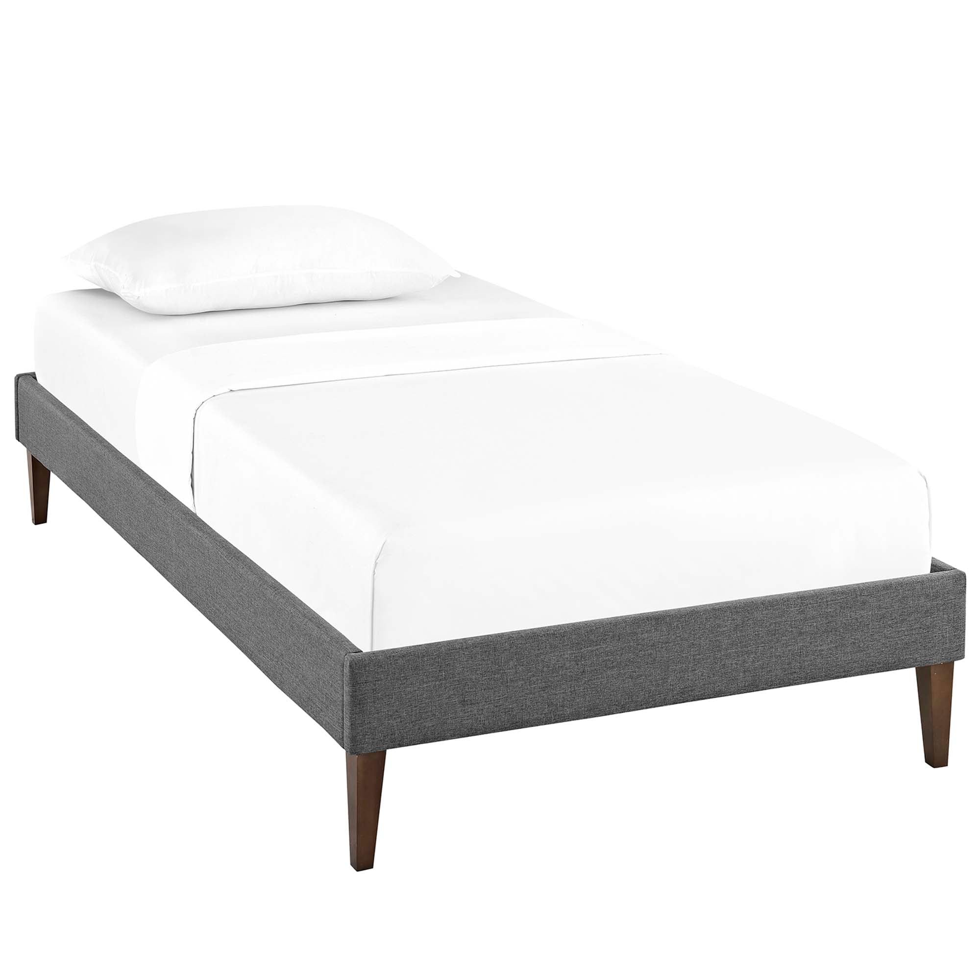 Tessie Azure Twin Fabric Bed Frame with Squared Tapered Legs