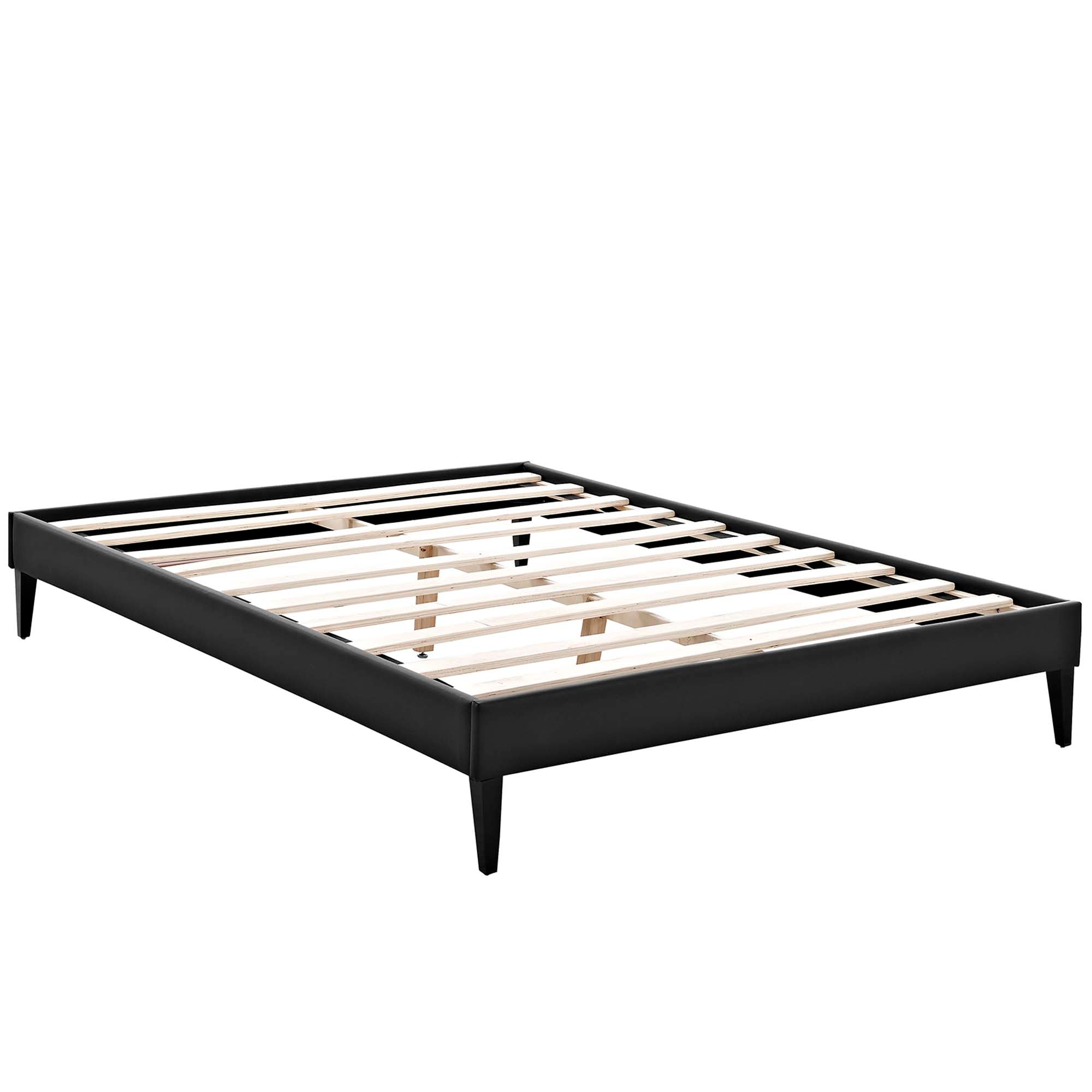 Tessie Black Full Vinyl Bed Frame with Squared Tapered Legs