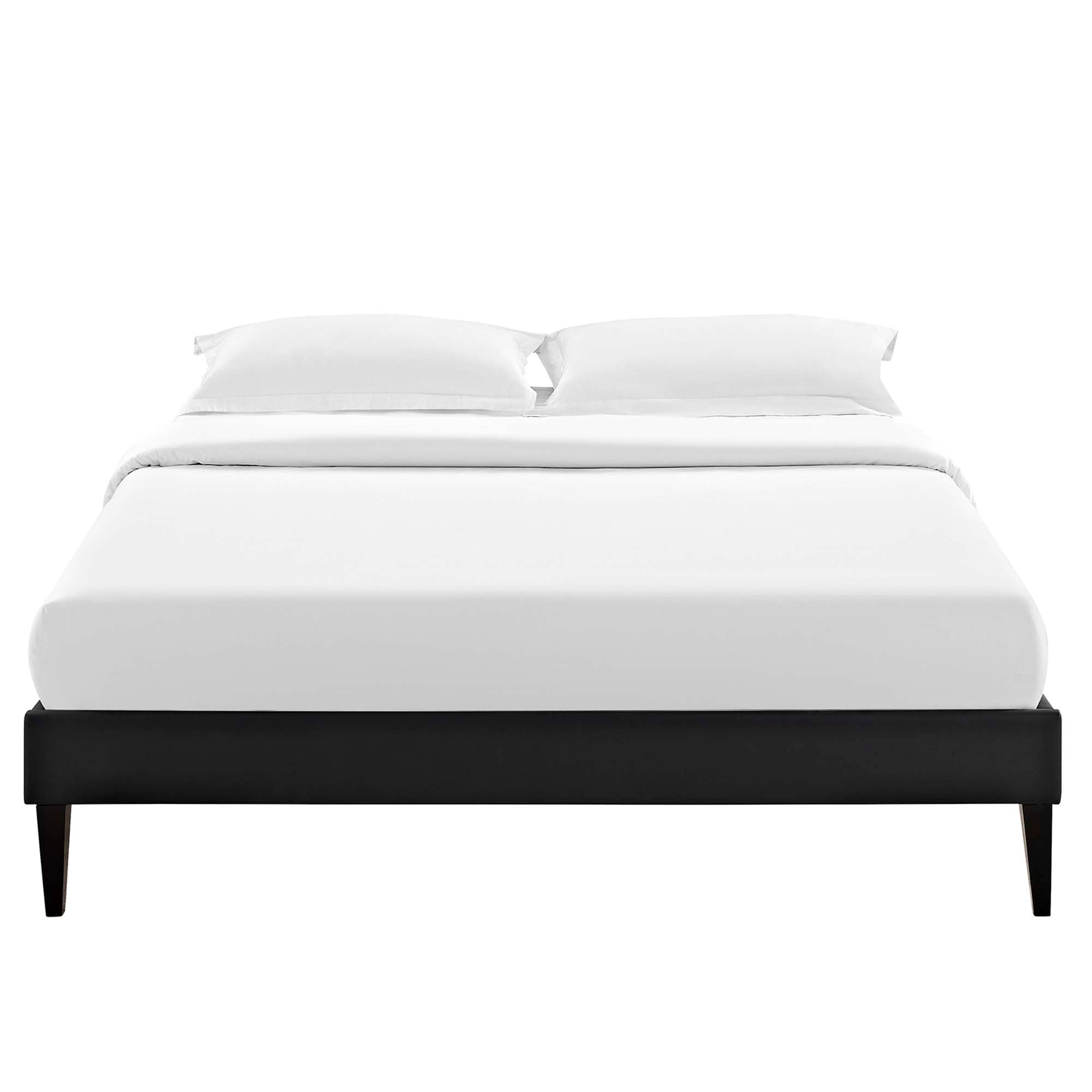 Tessie Black Full Vinyl Bed Frame with Squared Tapered Legs