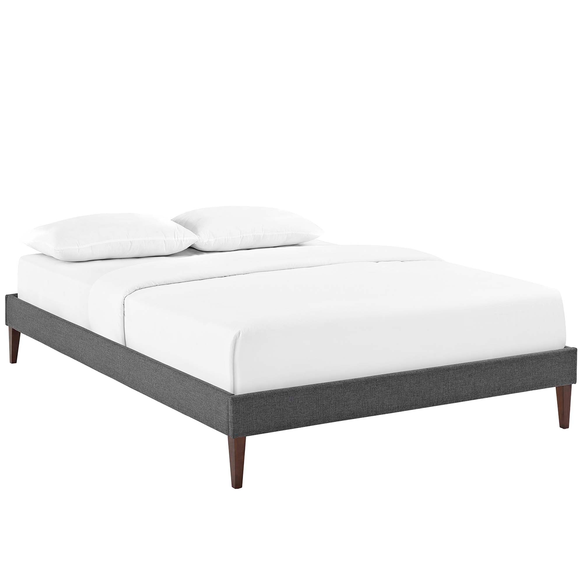 Tessie Gray Full Fabric Bed Frame with Squared Tapered Legs