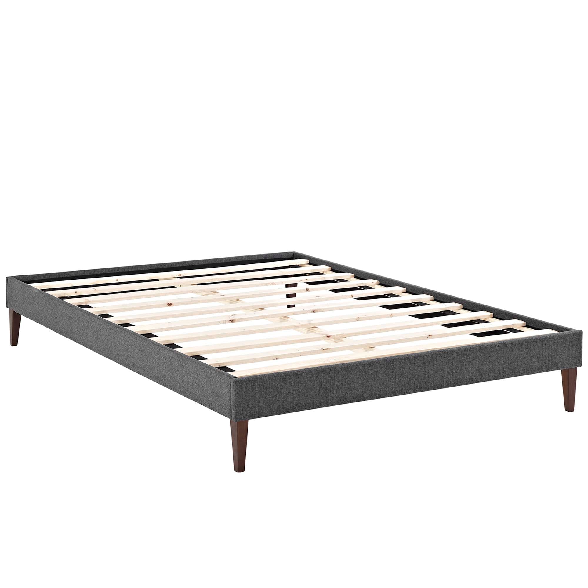 Tessie Gray Full Fabric Bed Frame with Squared Tapered Legs