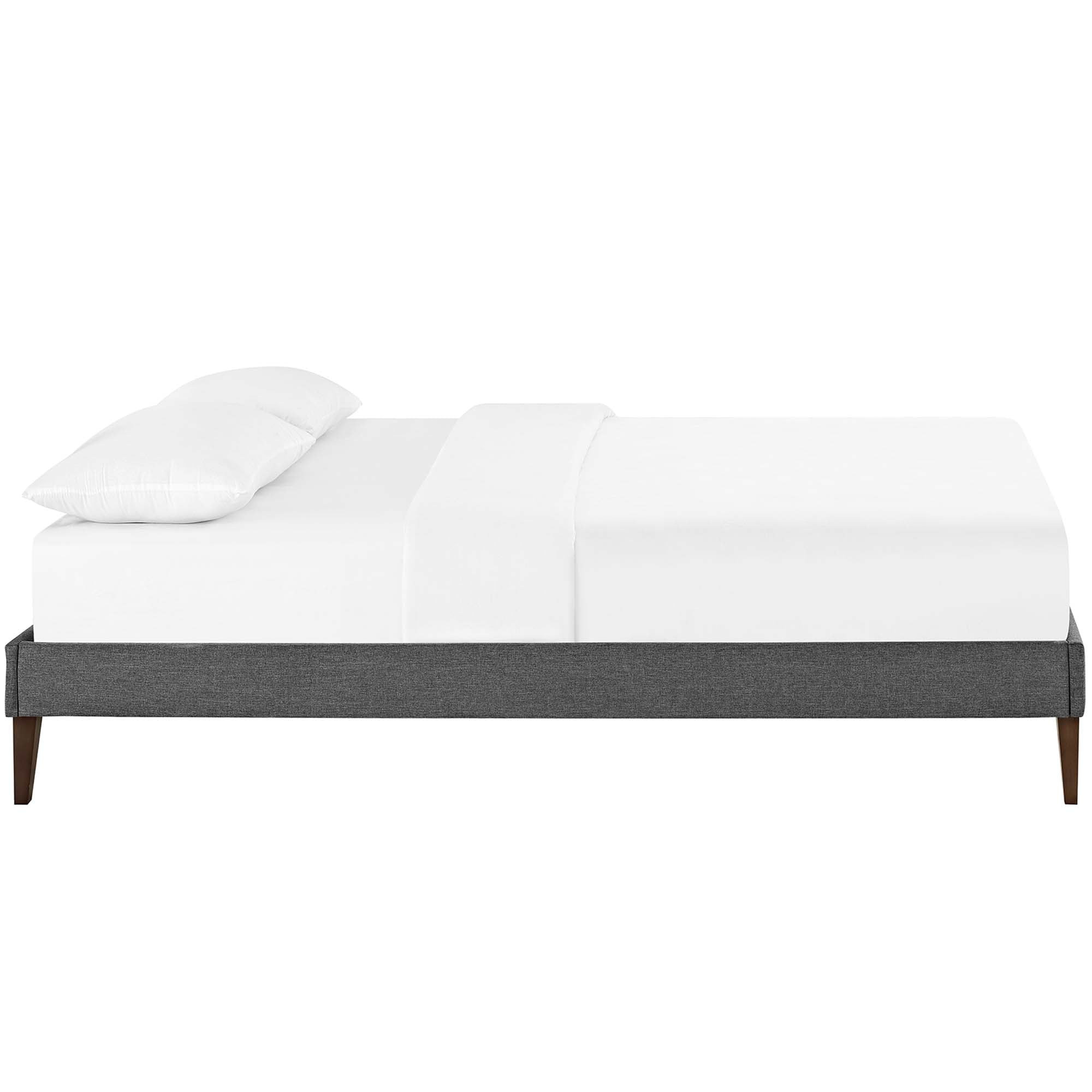 Tessie Gray Full Fabric Bed Frame with Squared Tapered Legs