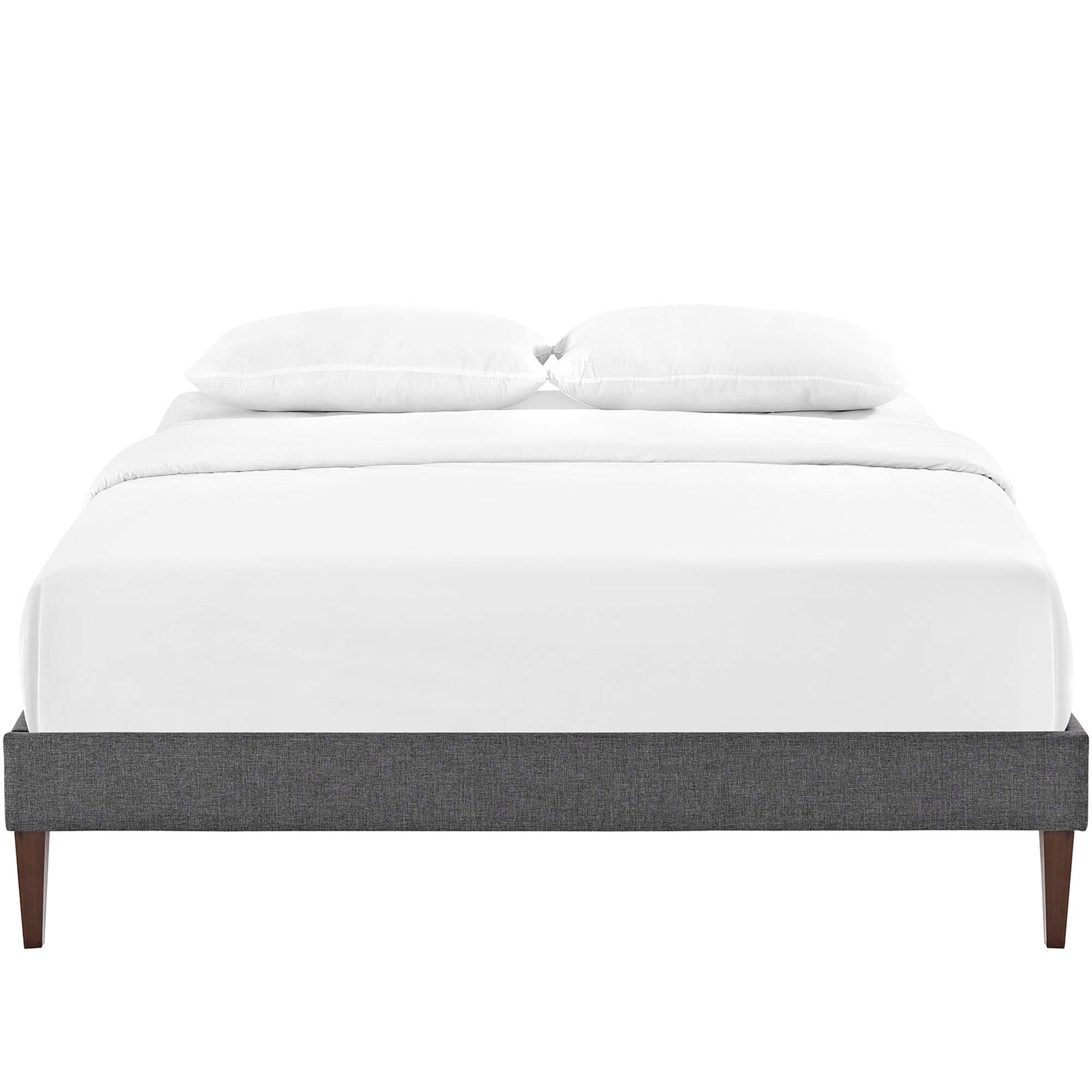 Tessie Gray Full Fabric Bed Frame with Squared Tapered Legs