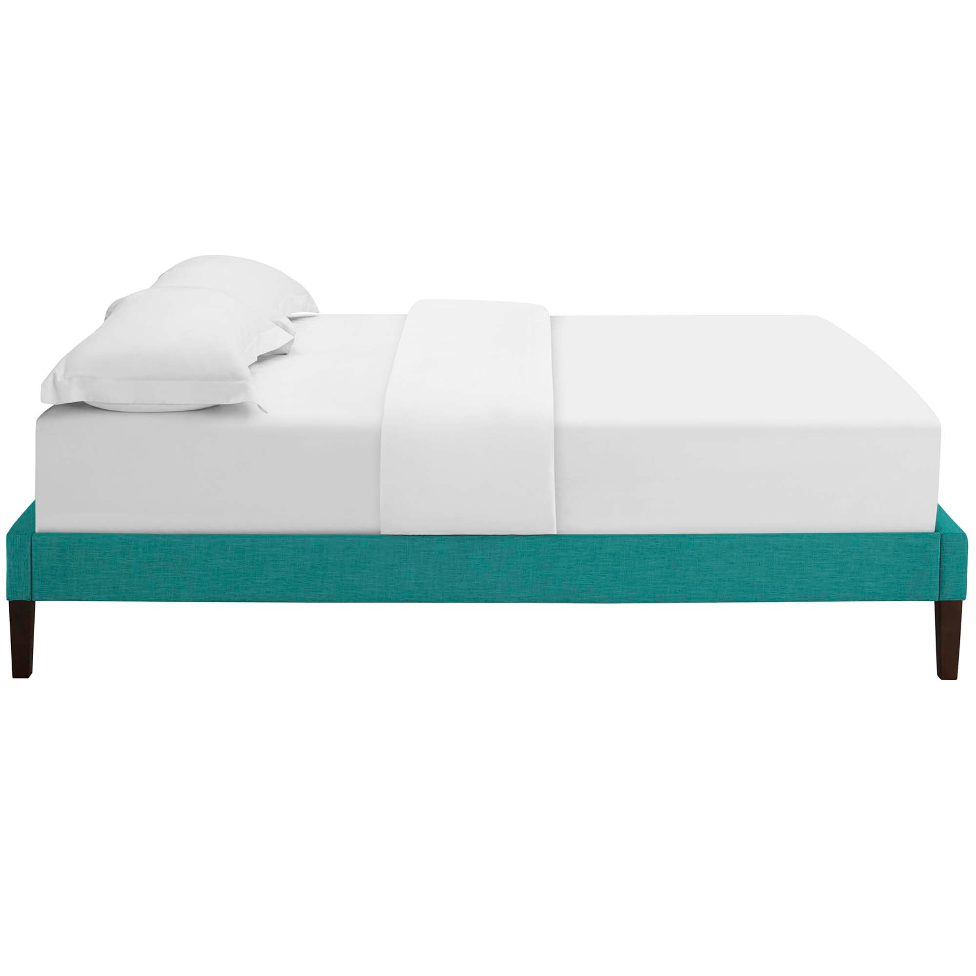 Tessie Teal Queen Fabric Bed Frame with Squared Tapered Legs