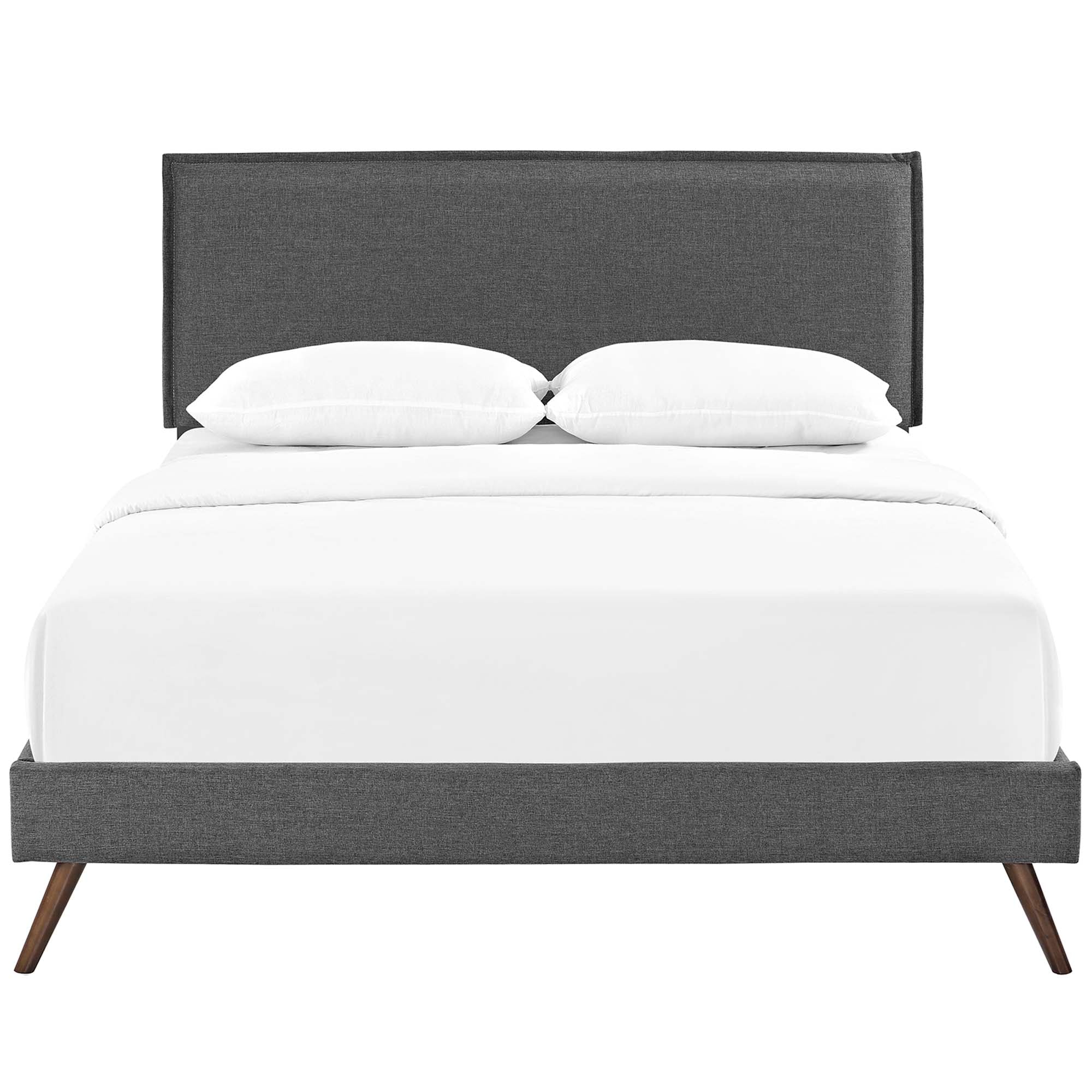 Amaris Fabric Queen Platform Bed with Round Splayed Legs