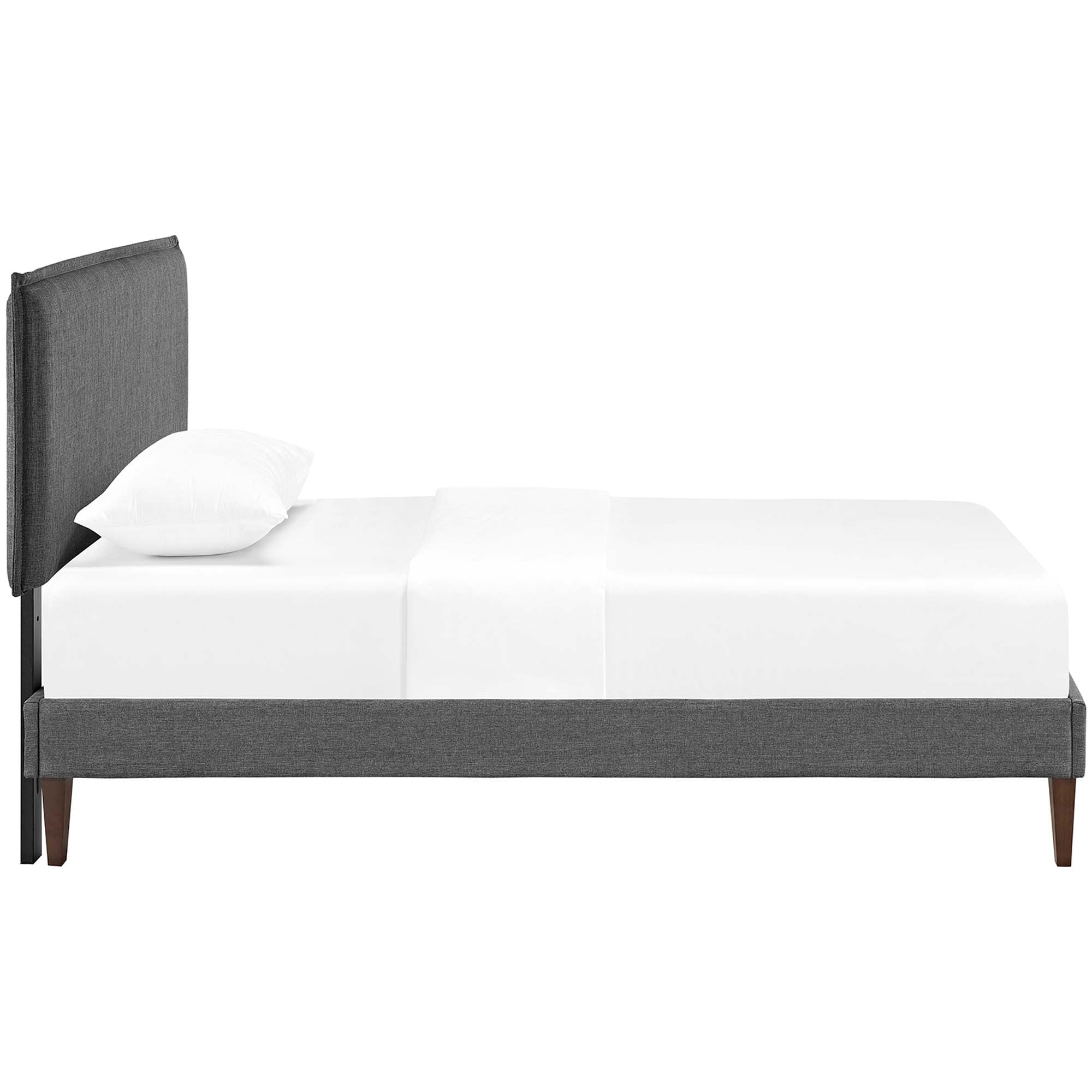 Amaris Grey Twin Fabric Platform Bed with Squared Tapered Legs