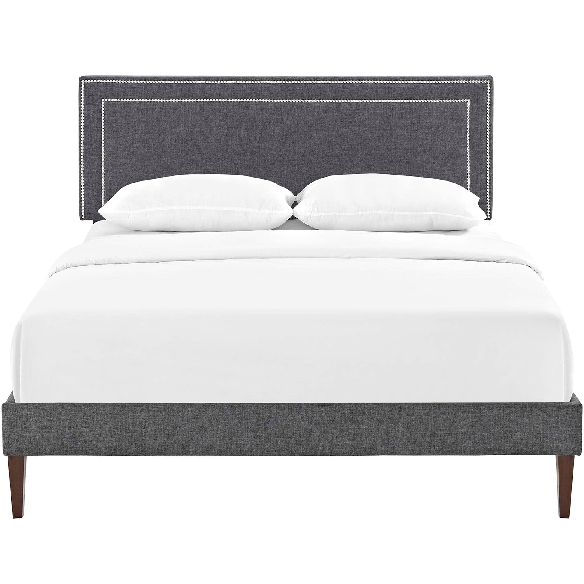 Virginia Grey Full Fabric Platform Bed with Squared Tapered Legs