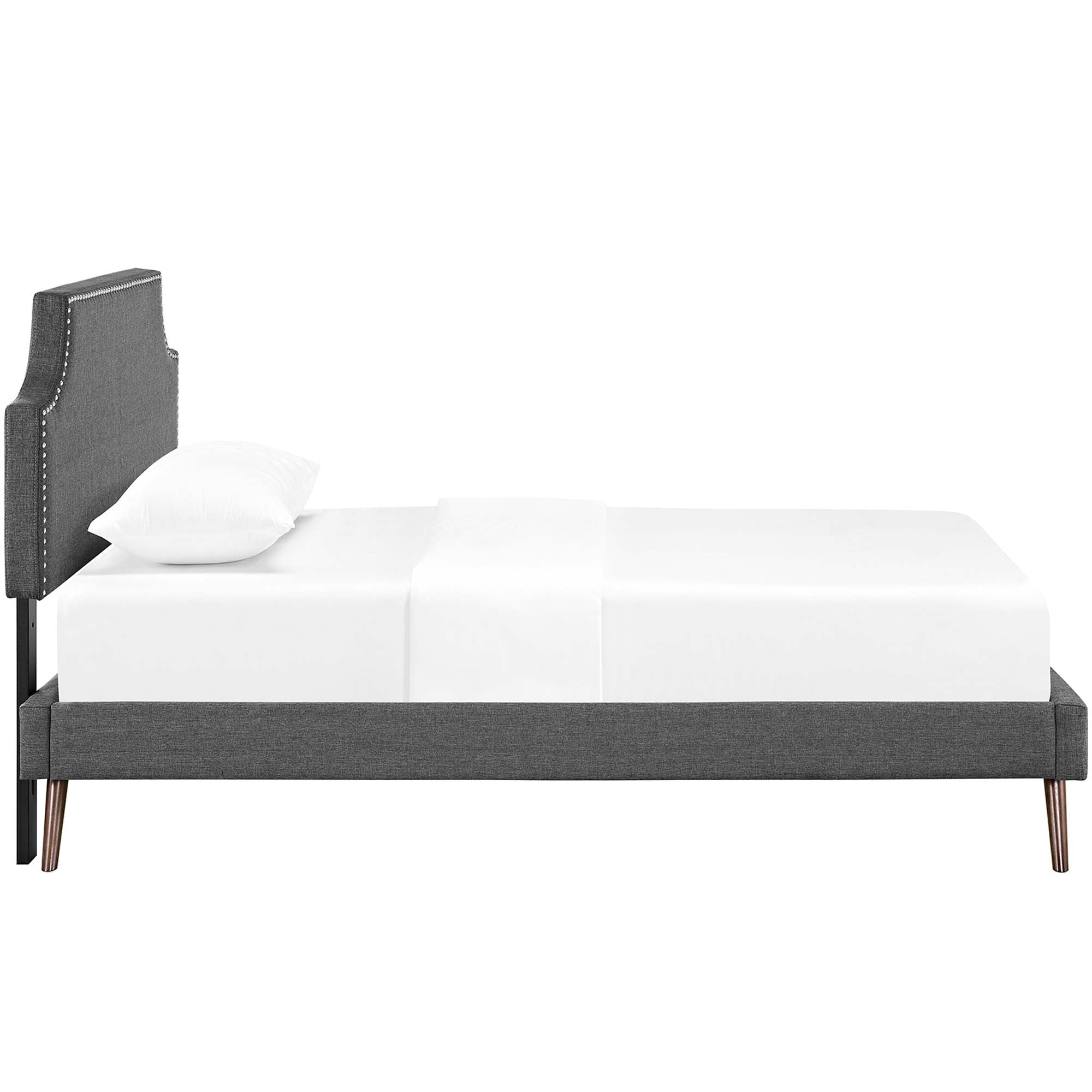 Corene Grey Twin Fabric Platform Bed with Round Splayed Legs