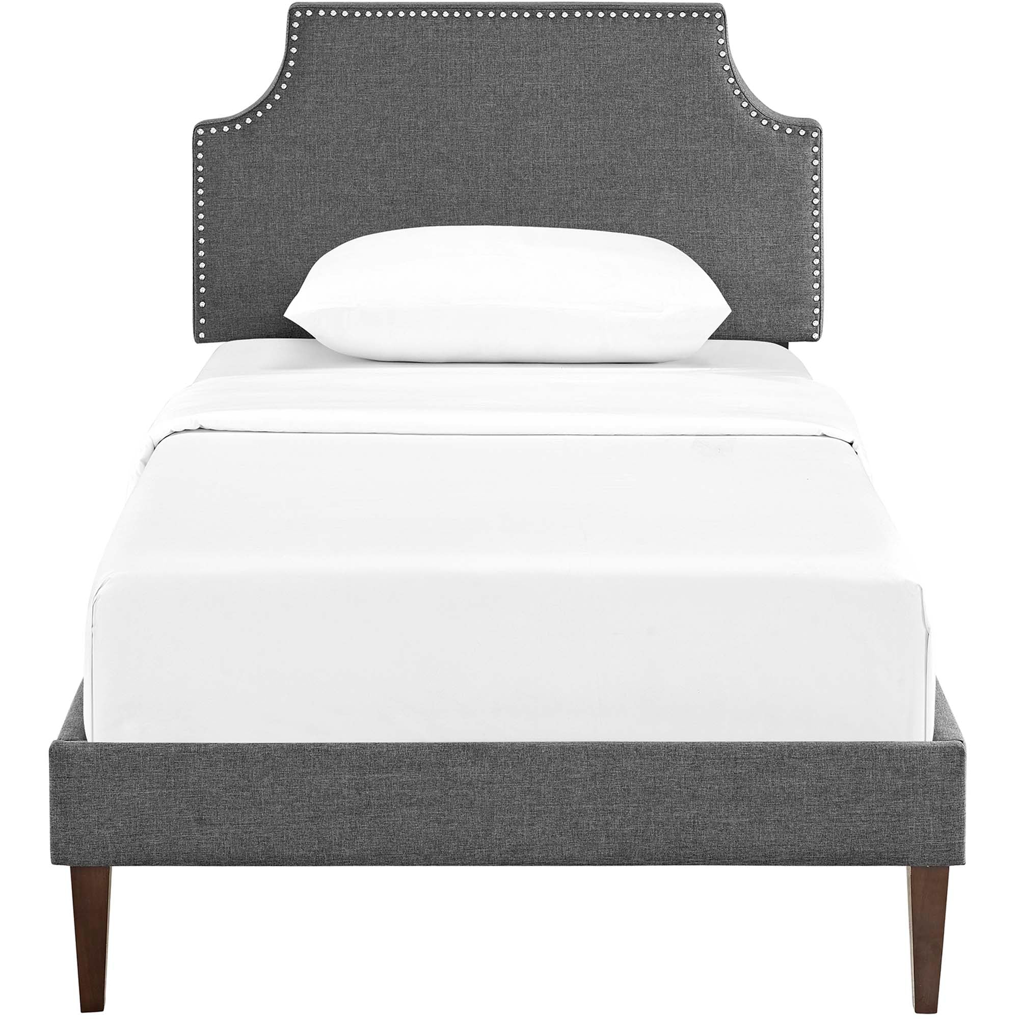 Articulate Twin Grey Fabric Platform Bed – Upholstered with Wood Frame