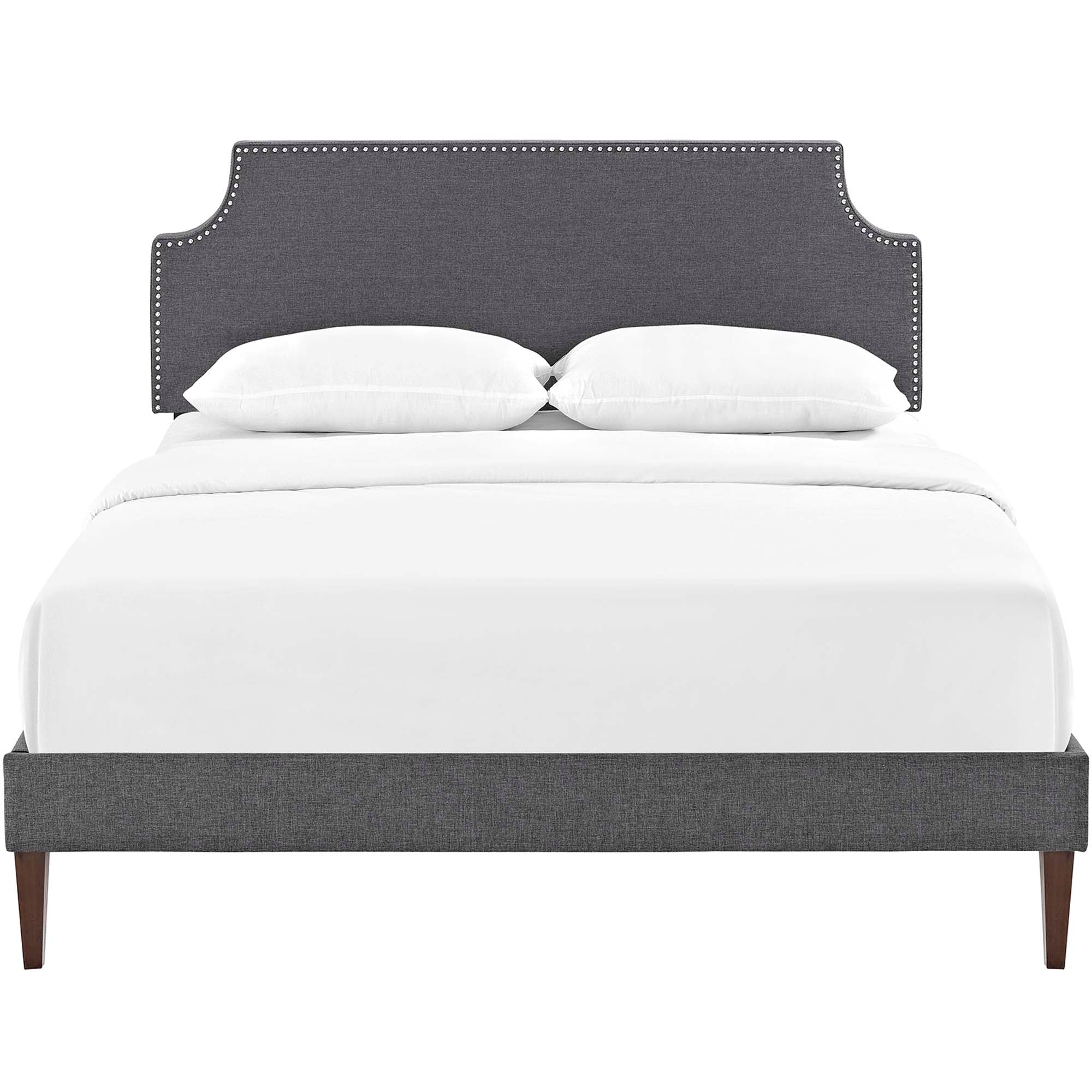 Corene Grey Full Fabric Platform Bed with Squared Tapered Legs