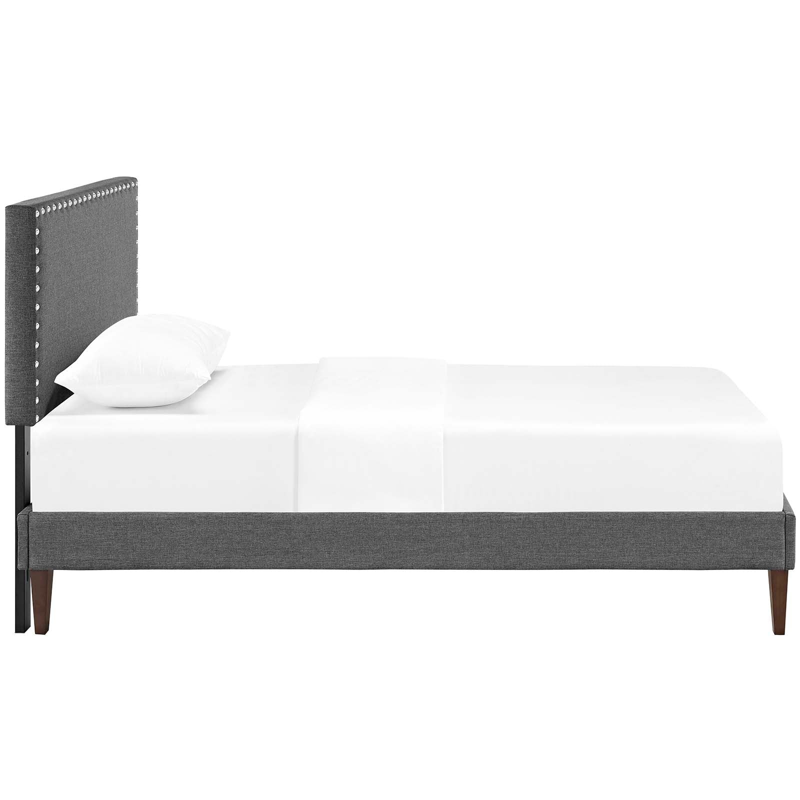 Macie Grey Twin Fabric Platform Bed with Squared Tapered Legs