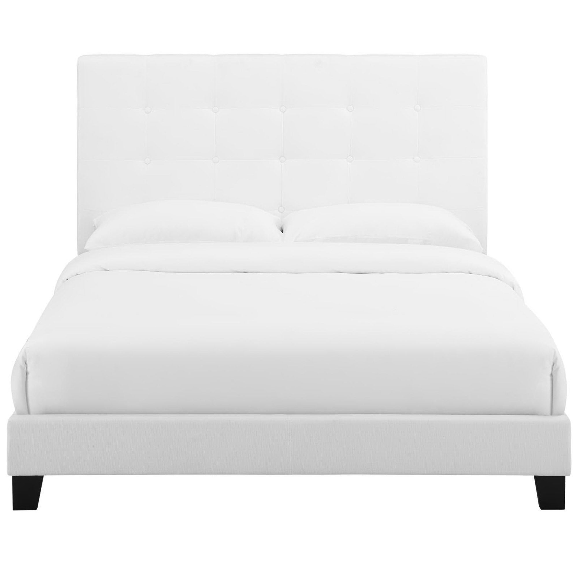Halith King Upholstered Fabric Platform Bed  Tufted Button Headboard