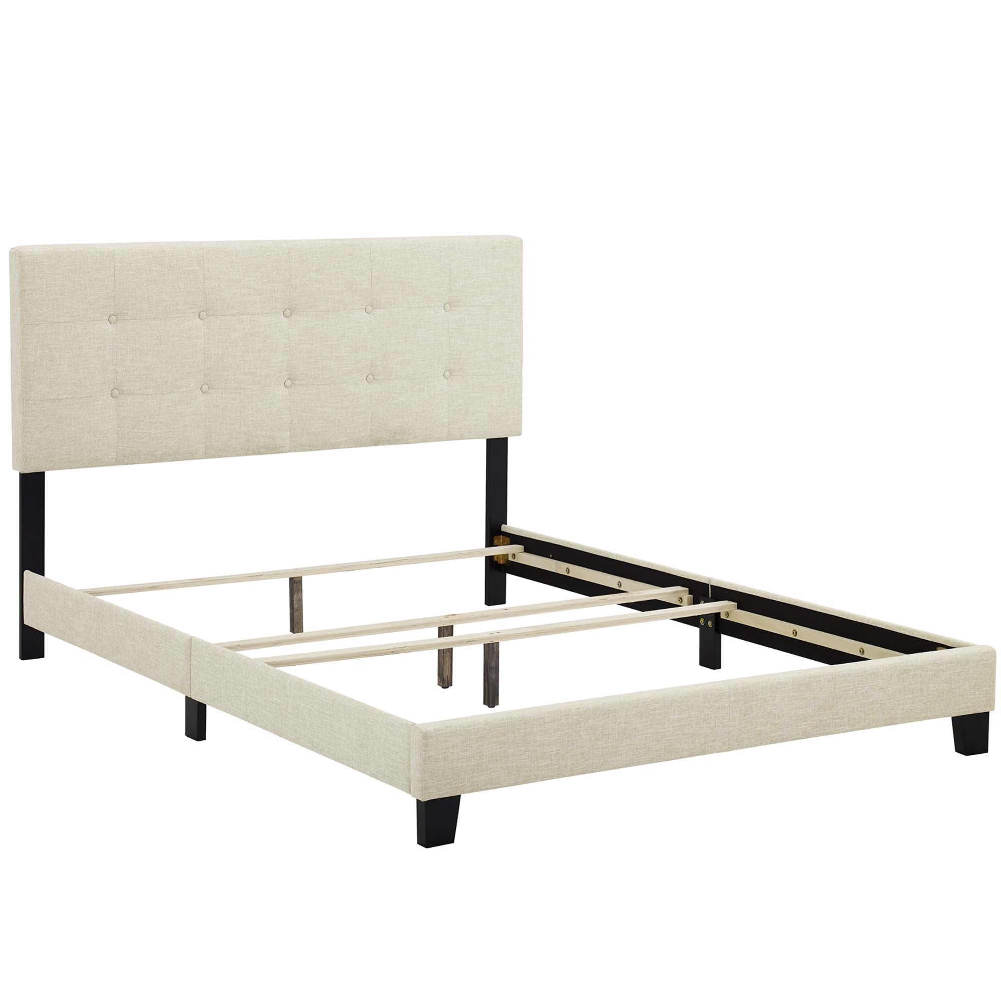 Amira Beige Queen Upholstered Fabric Bed