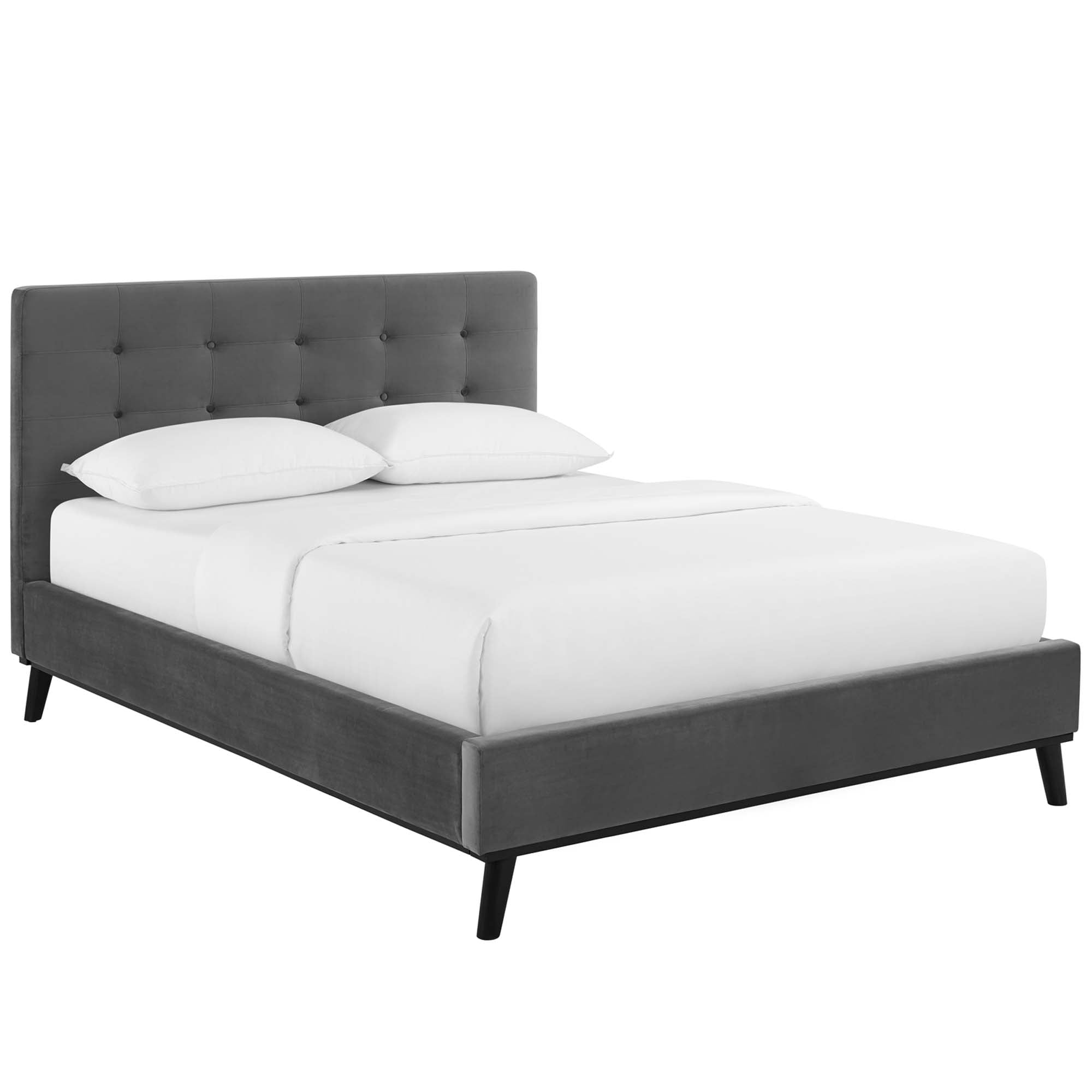 McKenzie Teal Queen Biscuit Tufted Performance Velvet Platform Bed