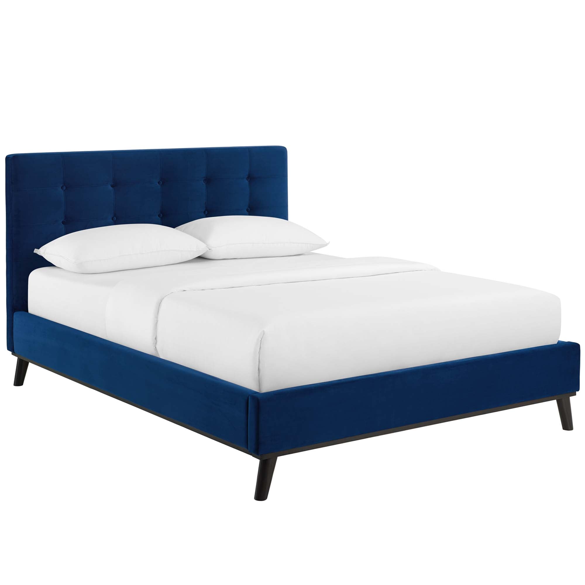 McKenzie Teal Queen Biscuit Tufted Performance Velvet Platform Bed