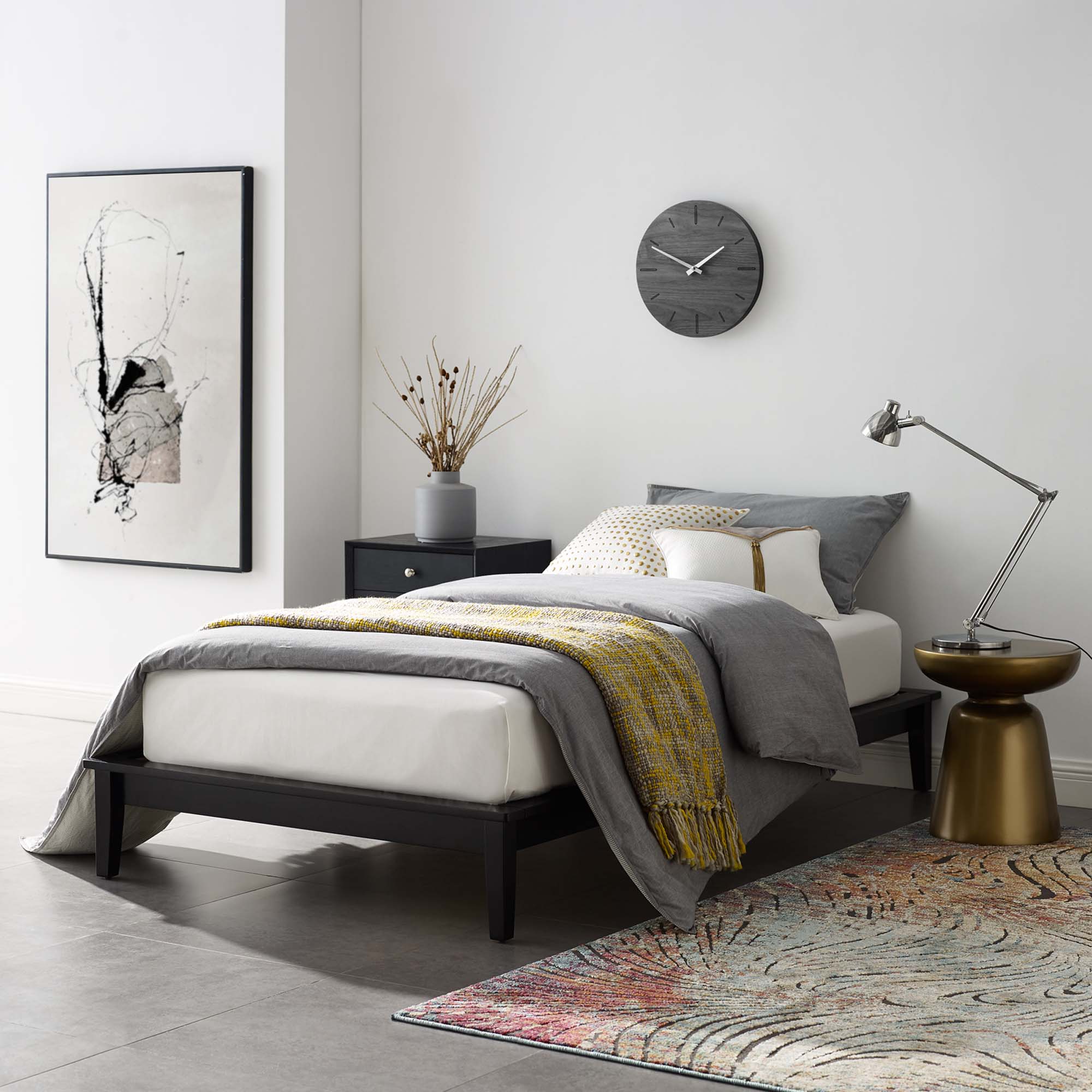 Lodge Wood Twin Platform Bed Frame, Cappuccino