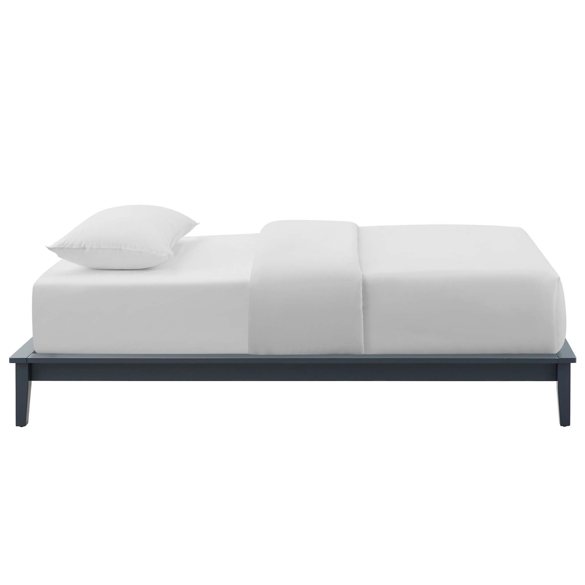 Baron Grey Twin Wood Platform Bed Frame  Rustic Solid Wood Design