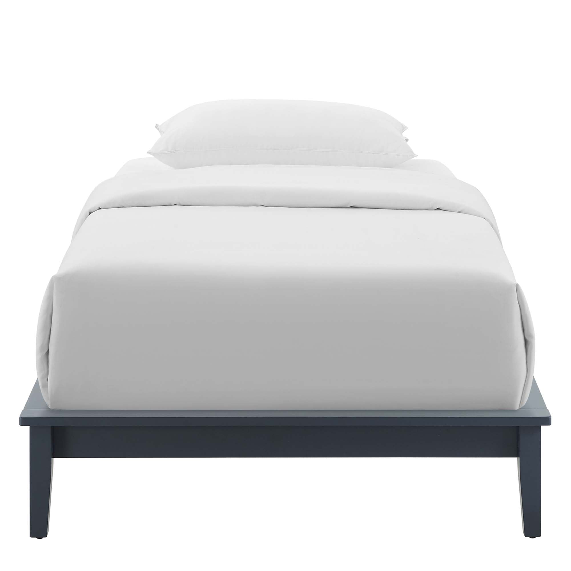 Baron Grey Twin Wood Platform Bed Frame  Rustic Solid Wood Design