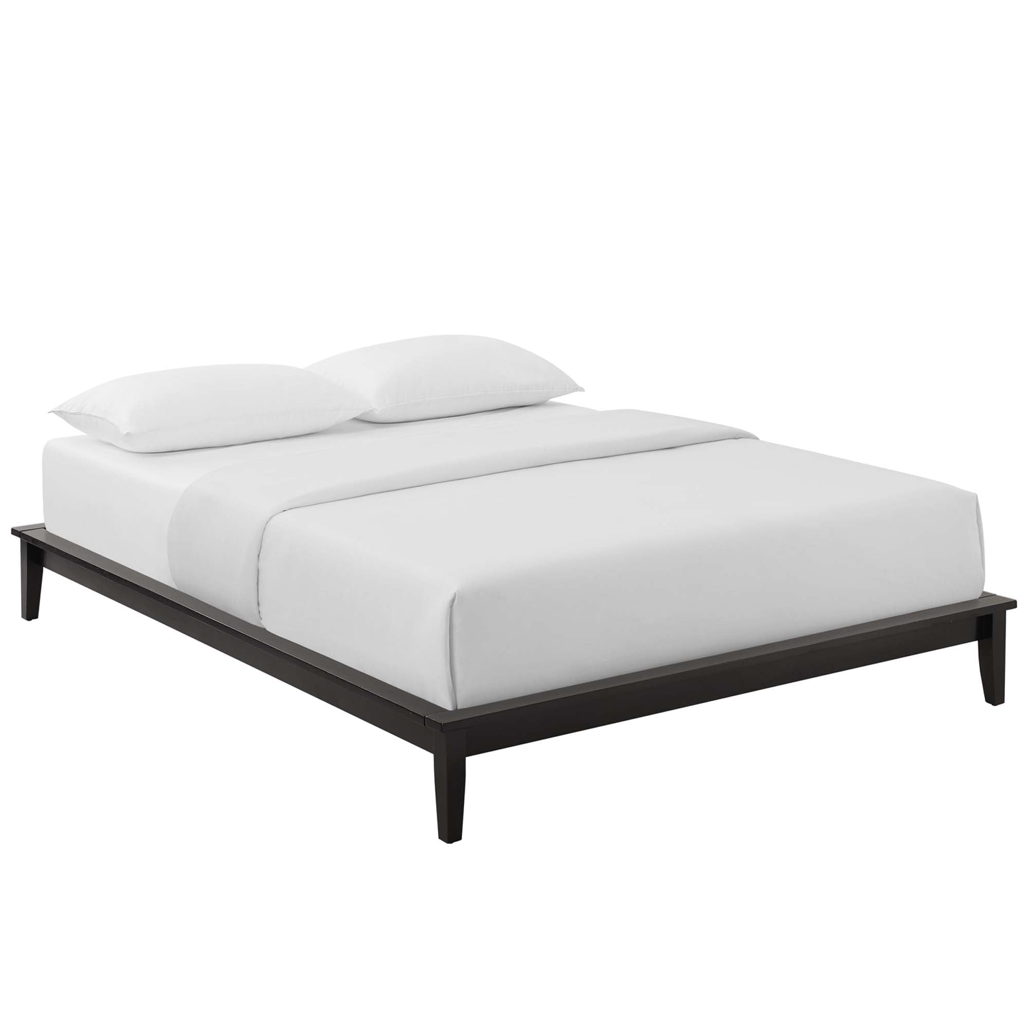 Amour White Full Platform Bed Frame  Solid Wood with LVL Slat System