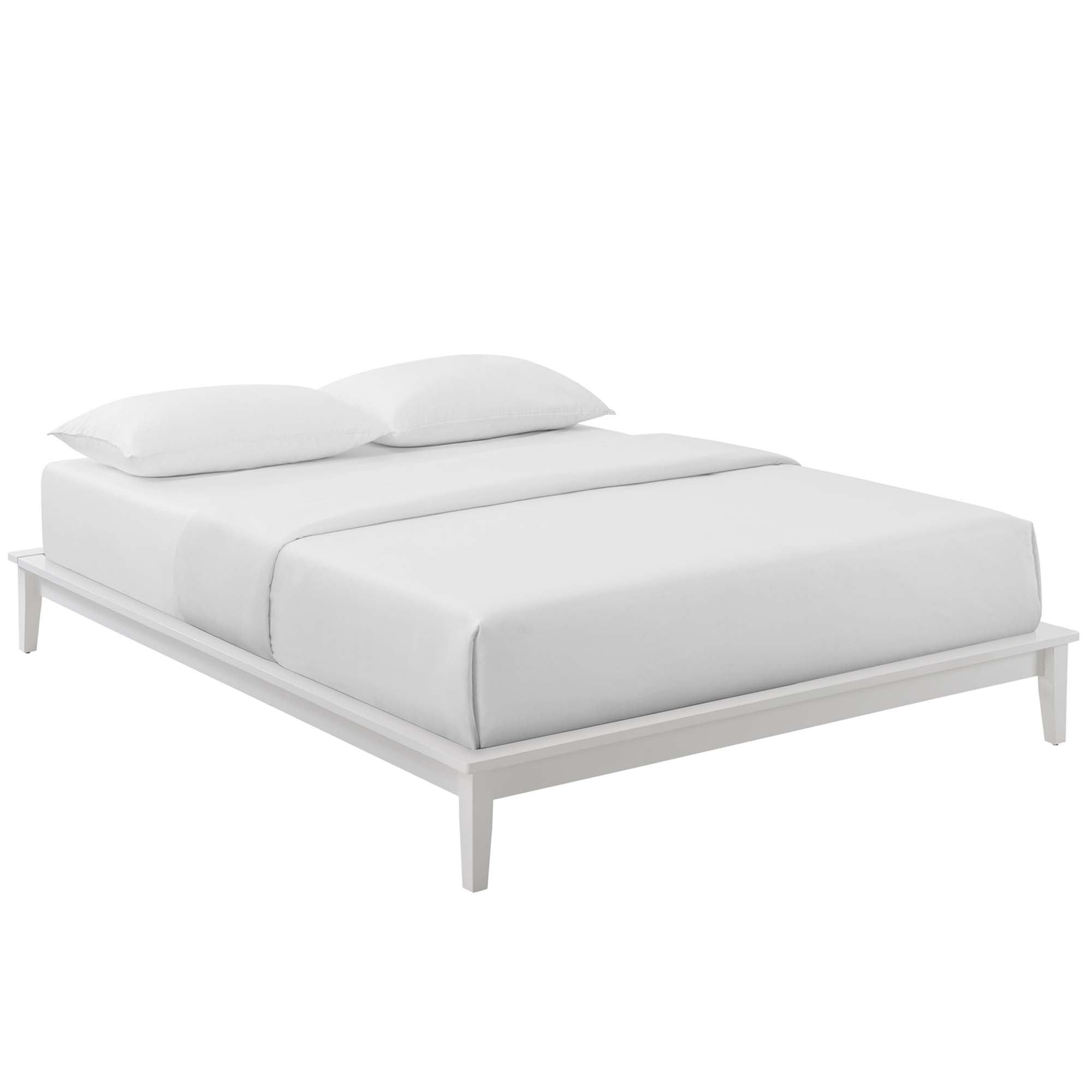 Lodge White Full Wood Platform Bed Frame