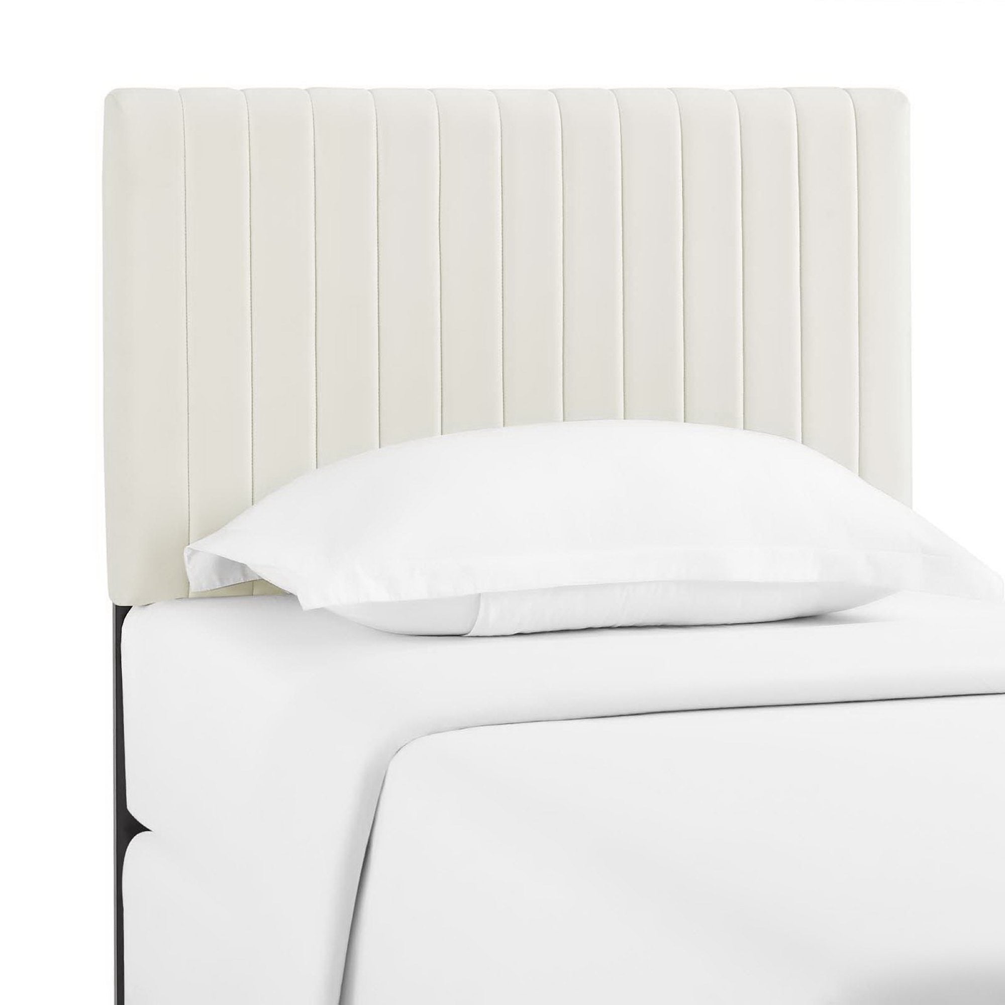 Keira Performance Velvet Twin Headboard, Ivory