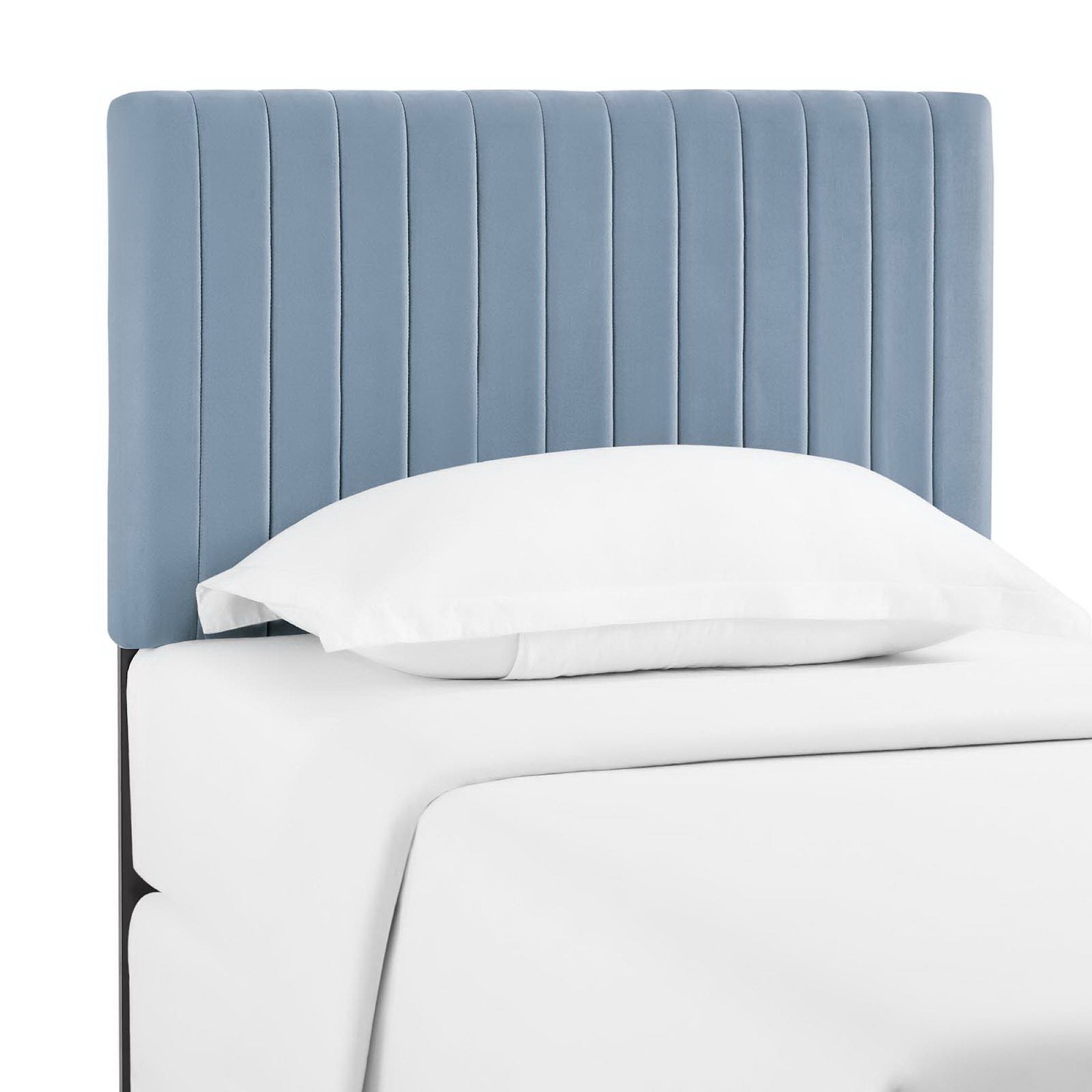 Keira Performance Velvet Twin Headboard, Light Blue