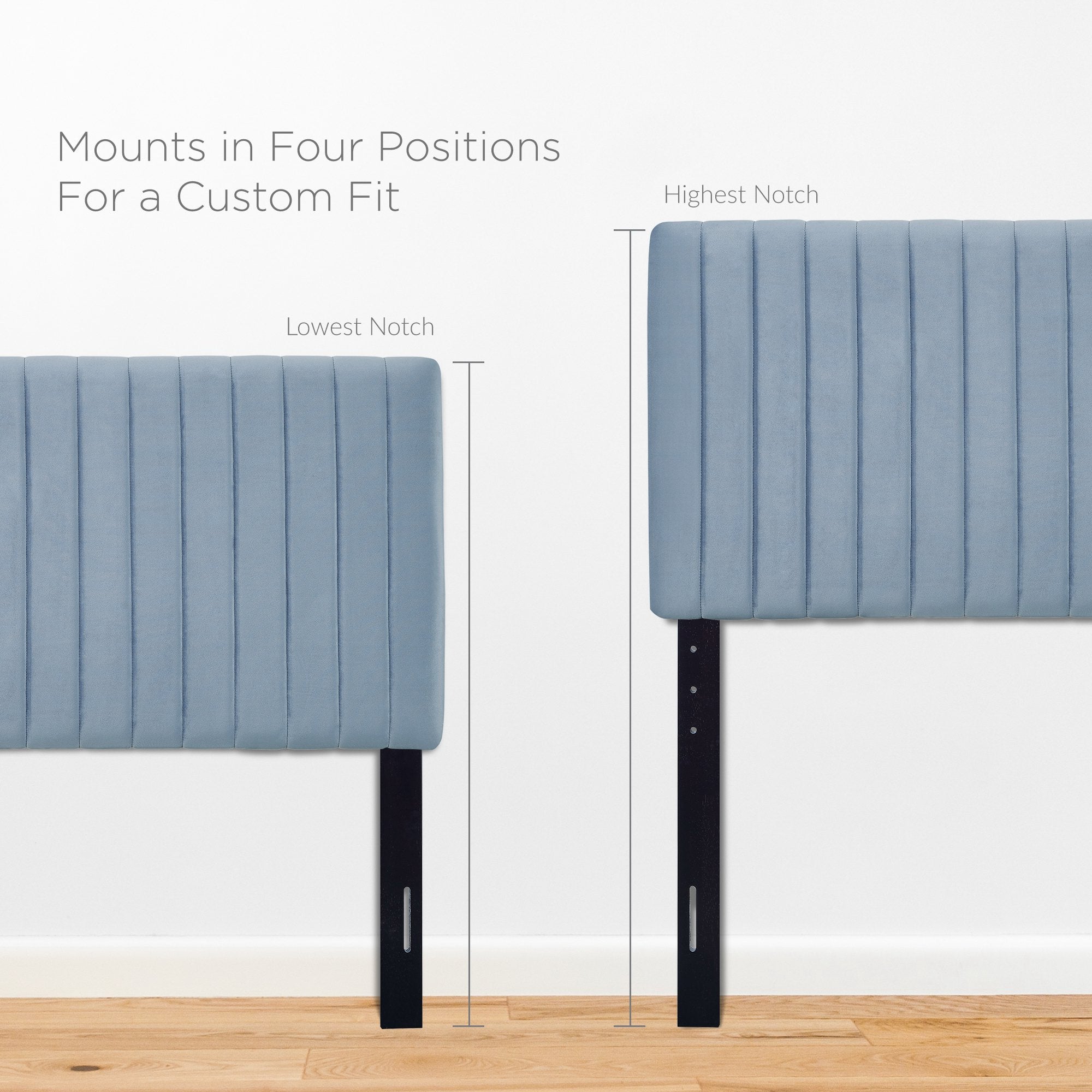 Keira Performance Velvet Twin Headboard, Light Blue