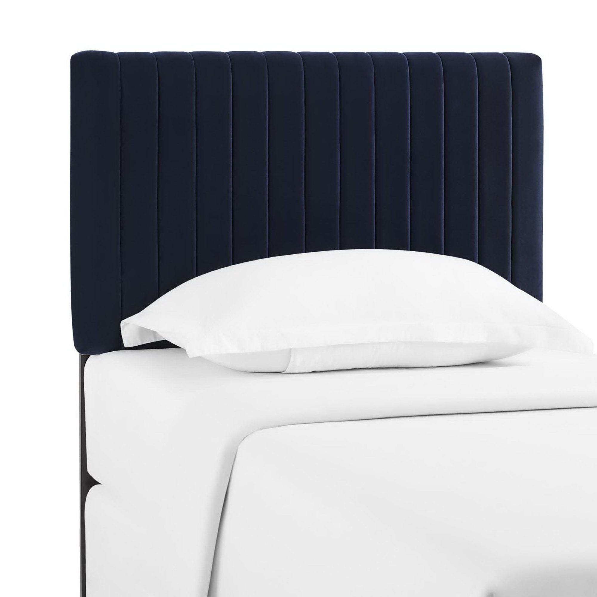 Keira Performance Velvet Twin Headboard, Midnight Blue