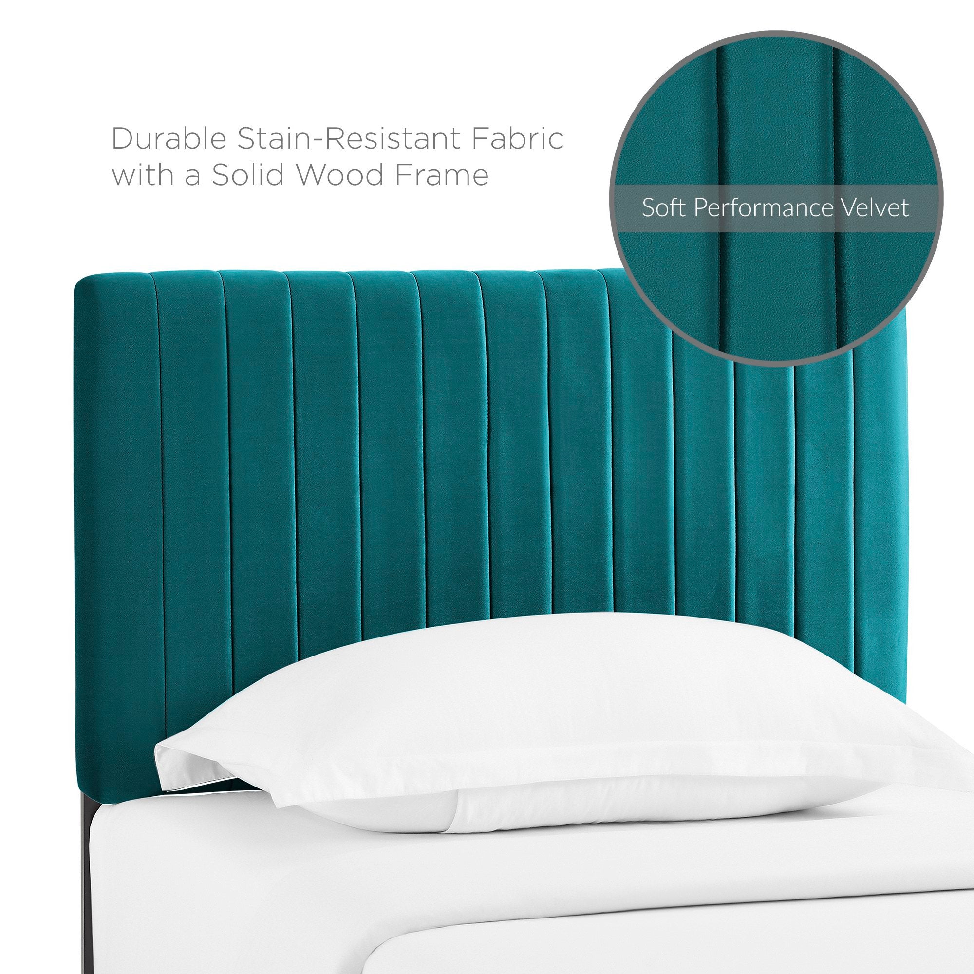 Keira Performance Velvet Twin Headboard, Teal
