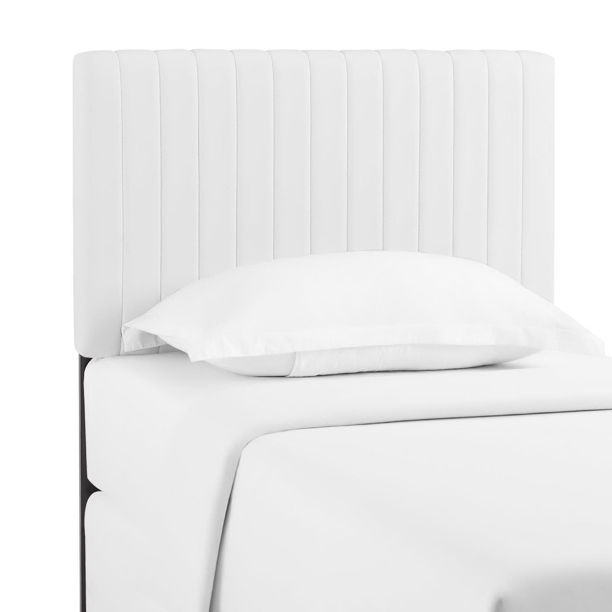 Keira Faux Leather Twin Headboard, White