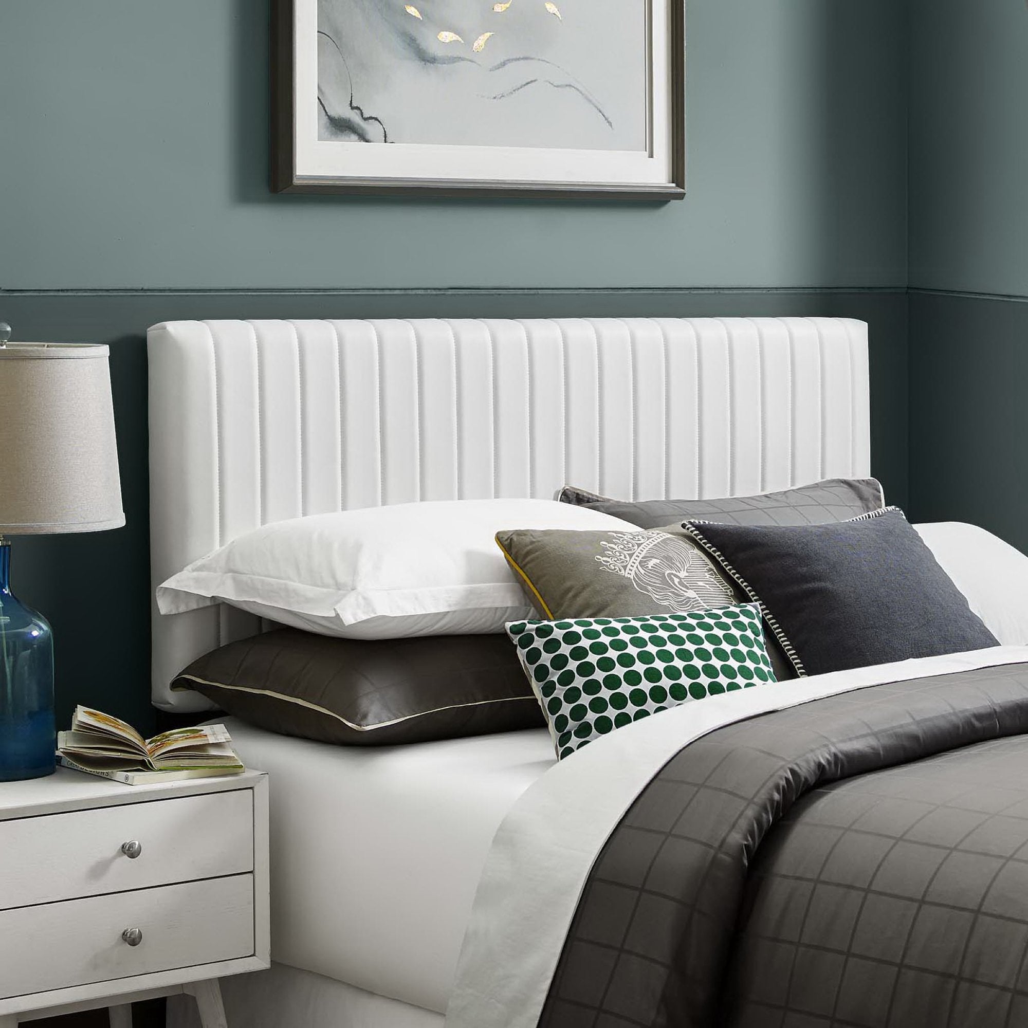 Keira Faux Leather Full / Queen Headboard, White