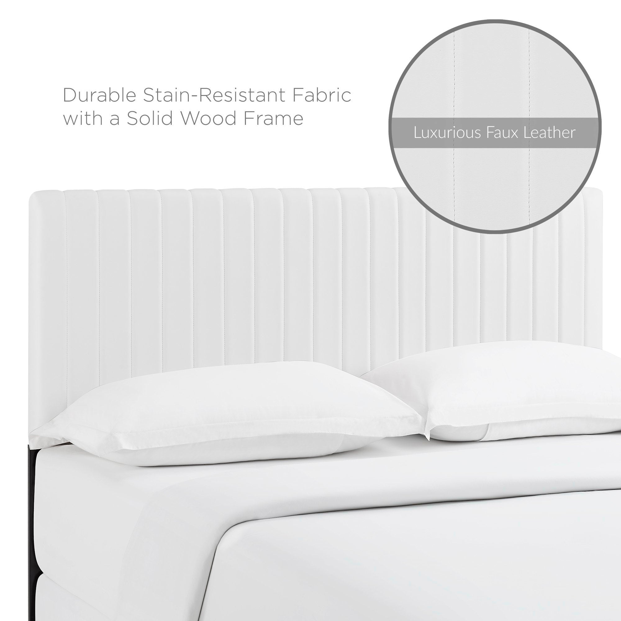 Keira Faux Leather Full / Queen Headboard, White