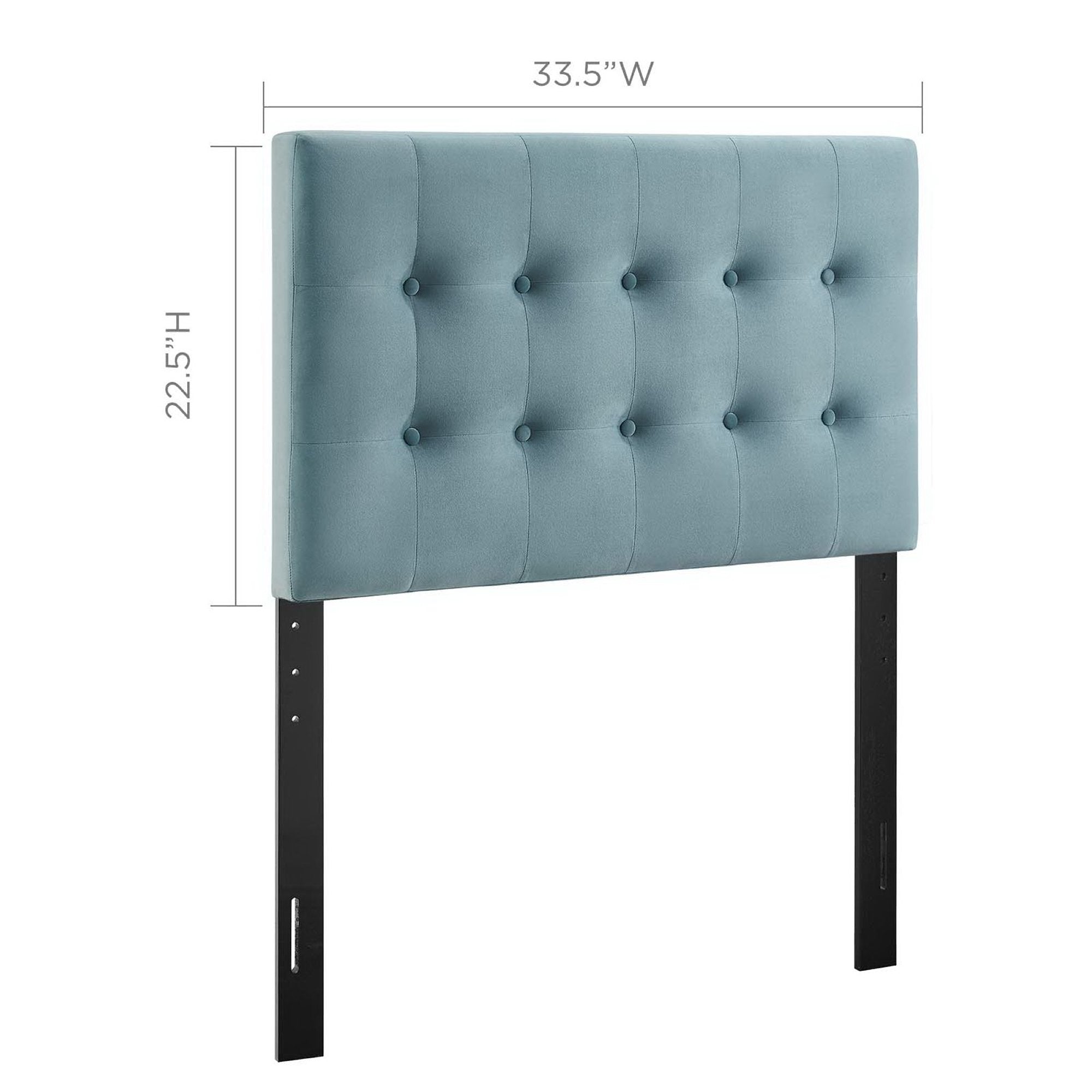 Emily Biscuit Tufted Performance Velvet Twin Headboard, Light Blue