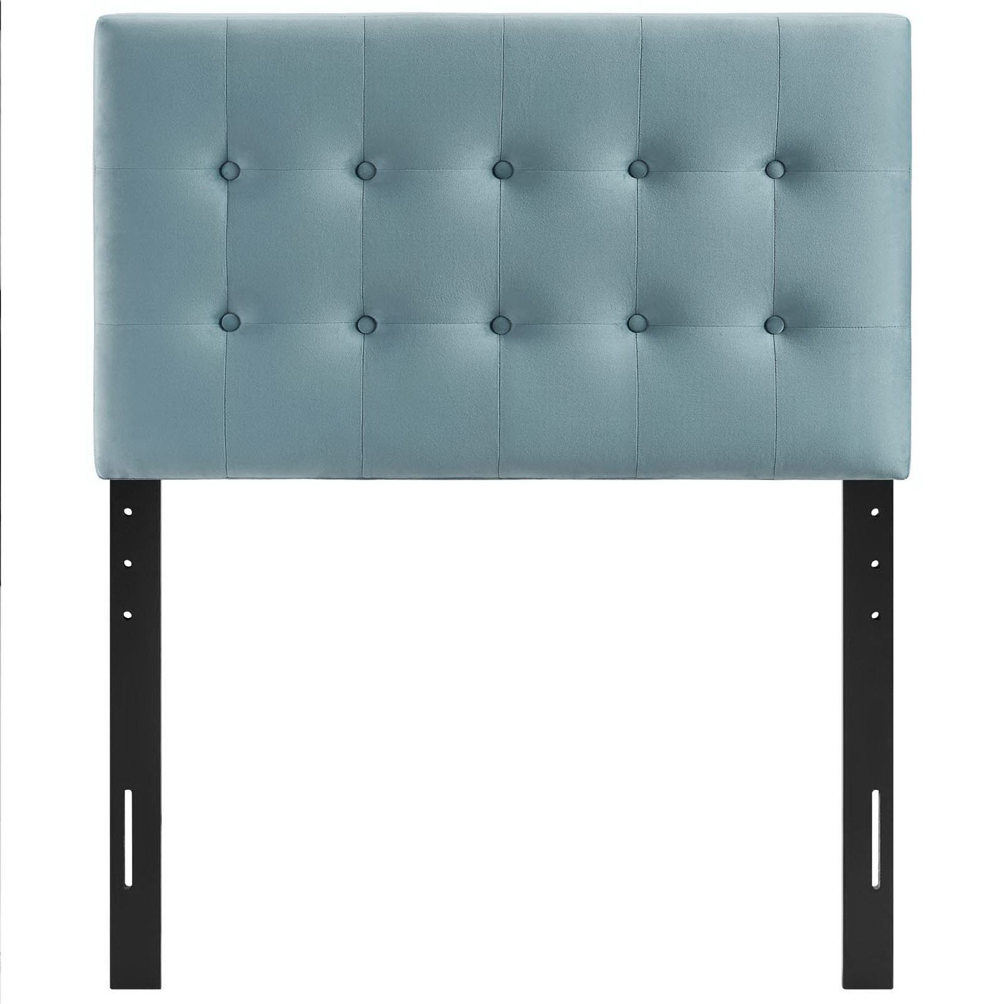Emily Biscuit Tufted Performance Velvet Twin Headboard, Light Blue