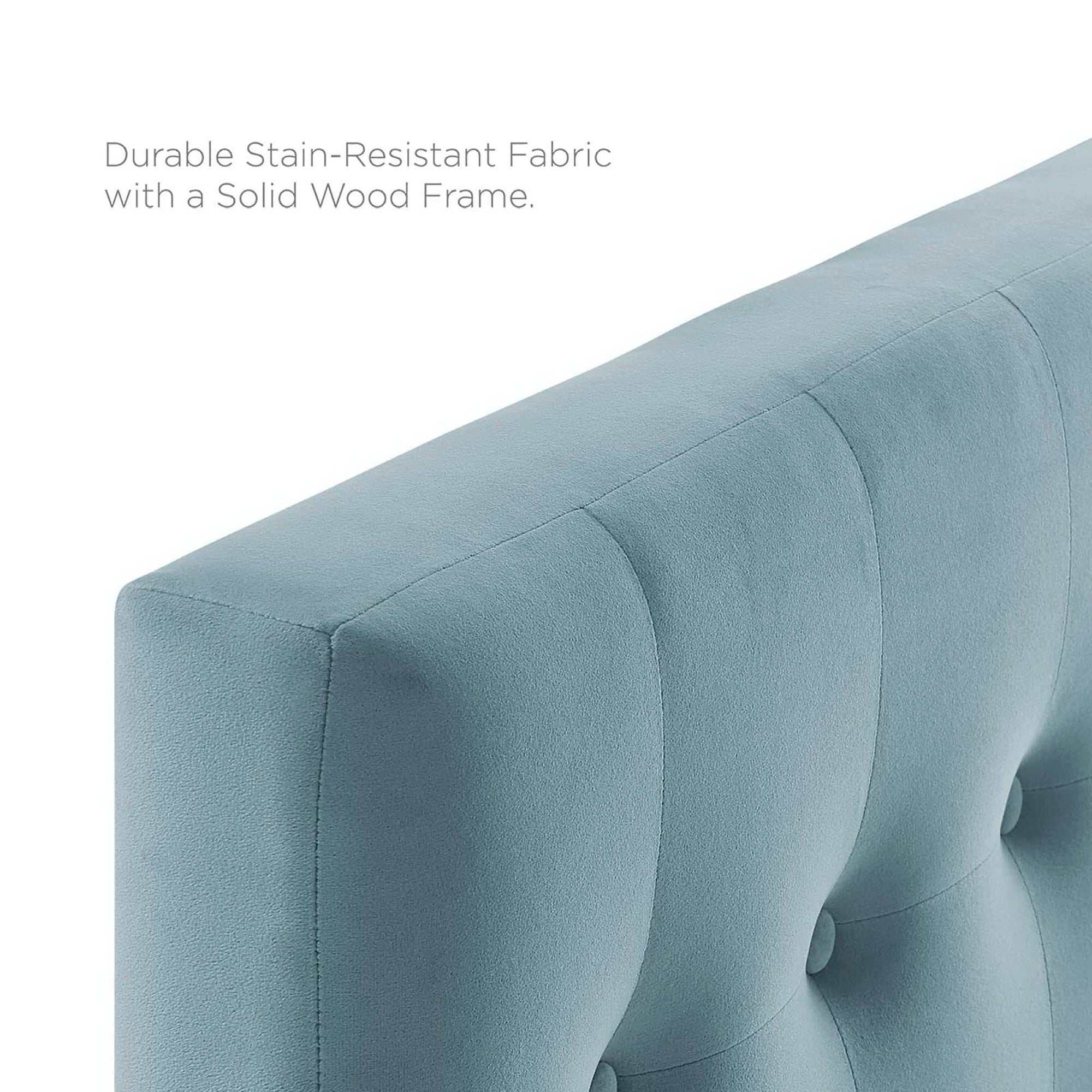 Emily Biscuit Tufted Performance Velvet Twin Headboard, Light Blue