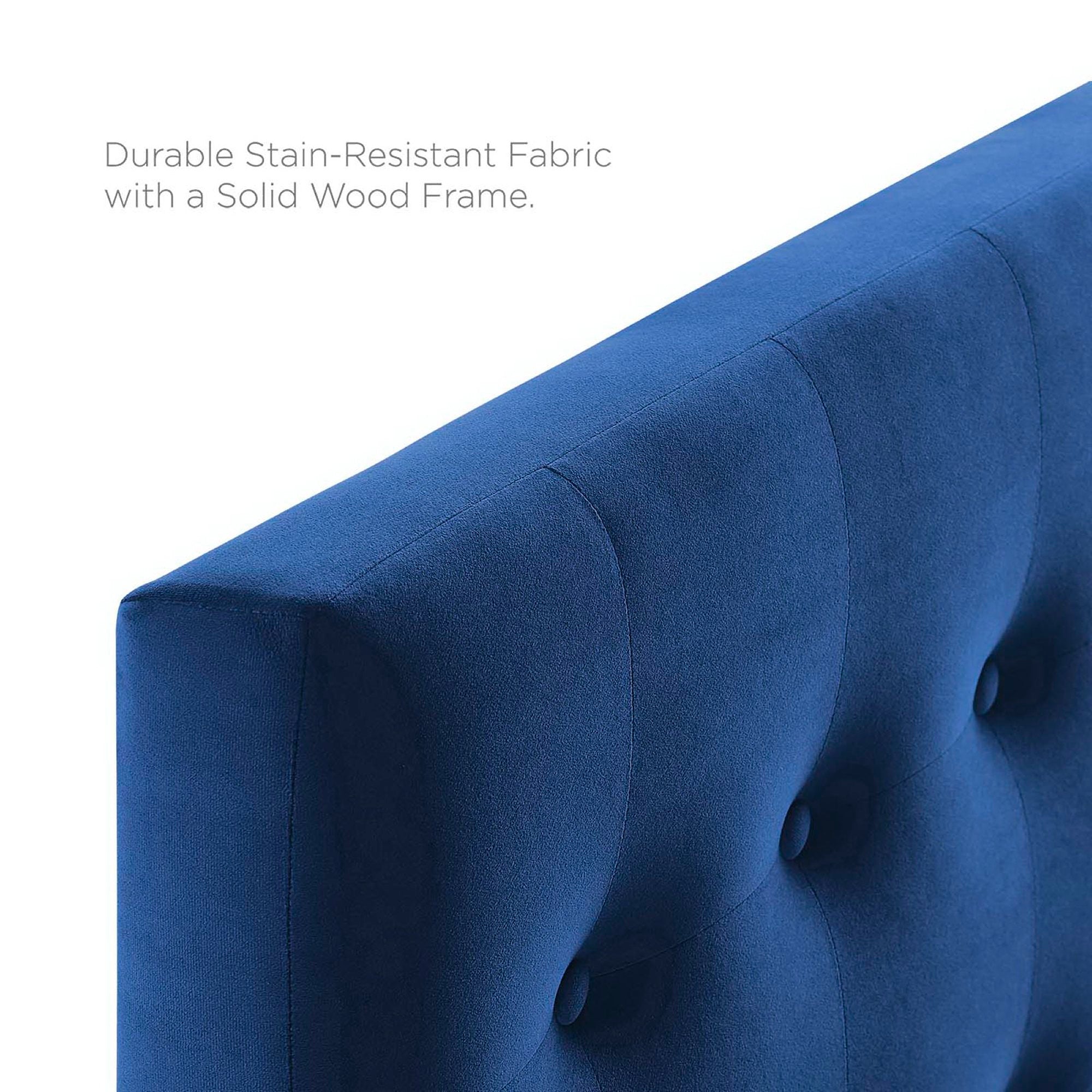 Emily Biscuit Tufted Performance Velvet Twin Headboard, Navy