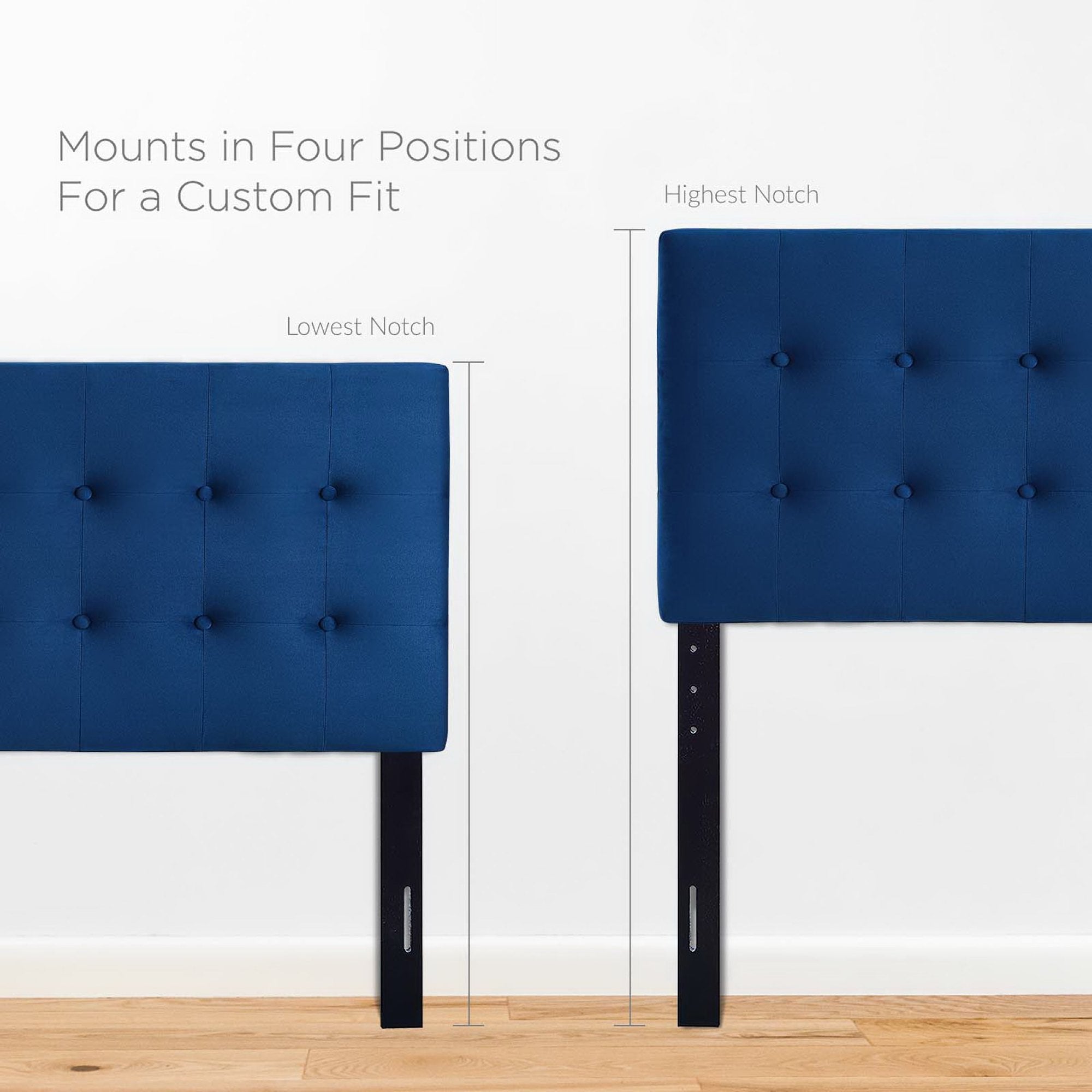 Emily Biscuit Tufted Performance Velvet Twin Headboard, Navy