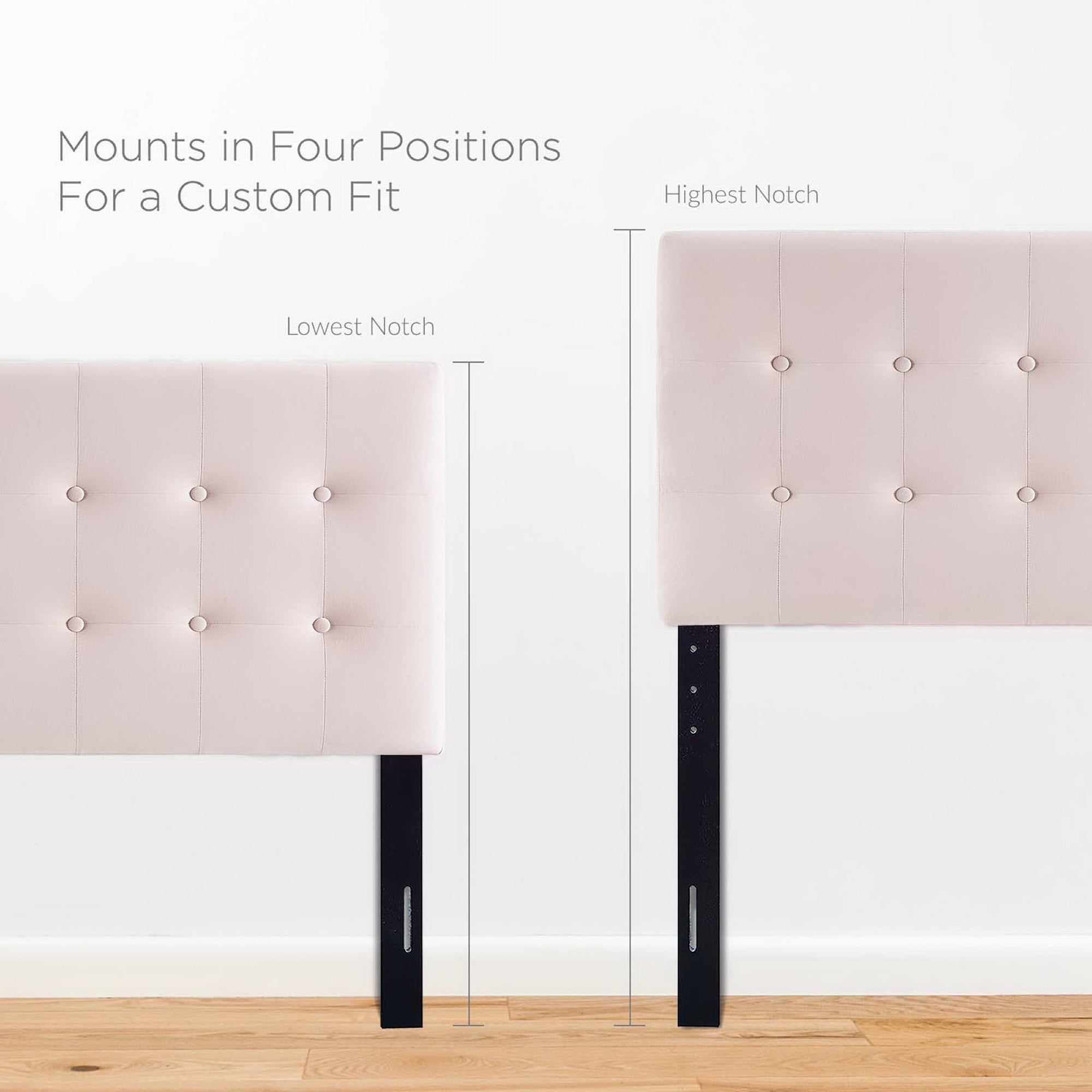 Emily Biscuit Tufted Performance Velvet Twin Headboard, Pink
