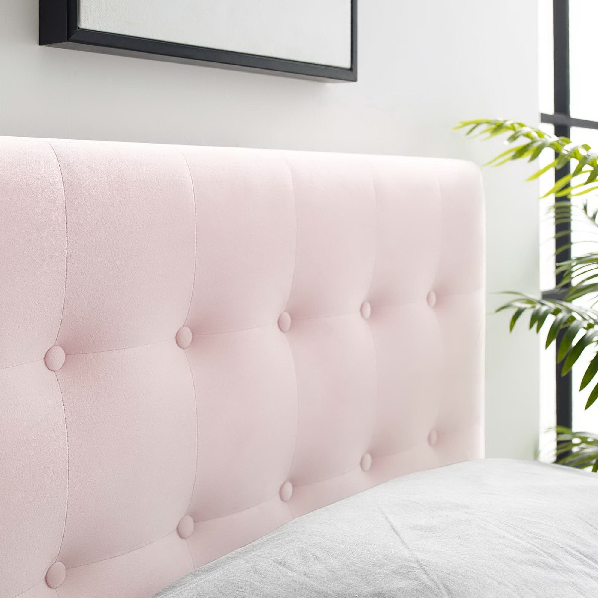 Emily Biscuit Tufted Performance Velvet Twin Headboard, Pink
