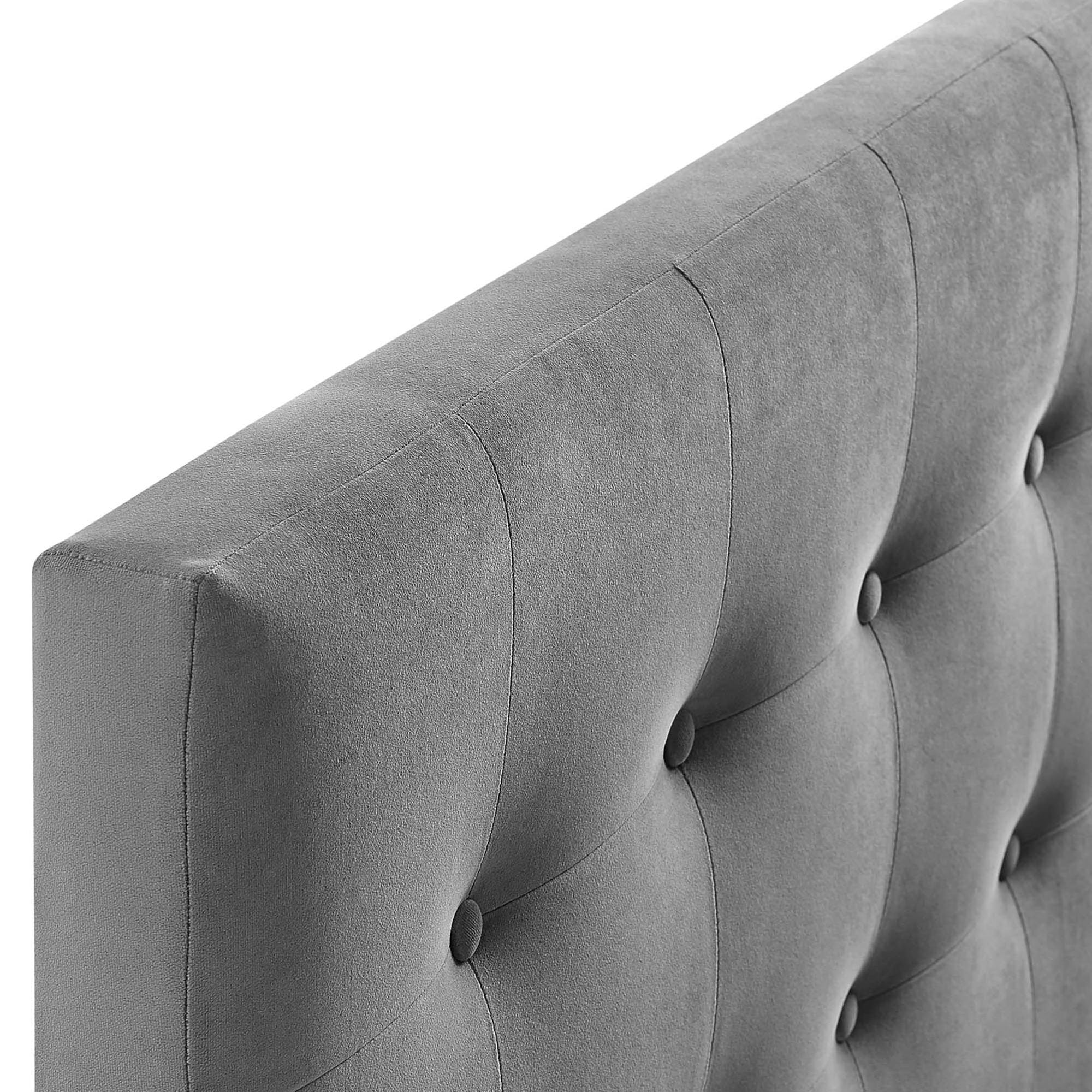 Emily Biscuit Tufted Performance Velvet Full Headboard, Gray