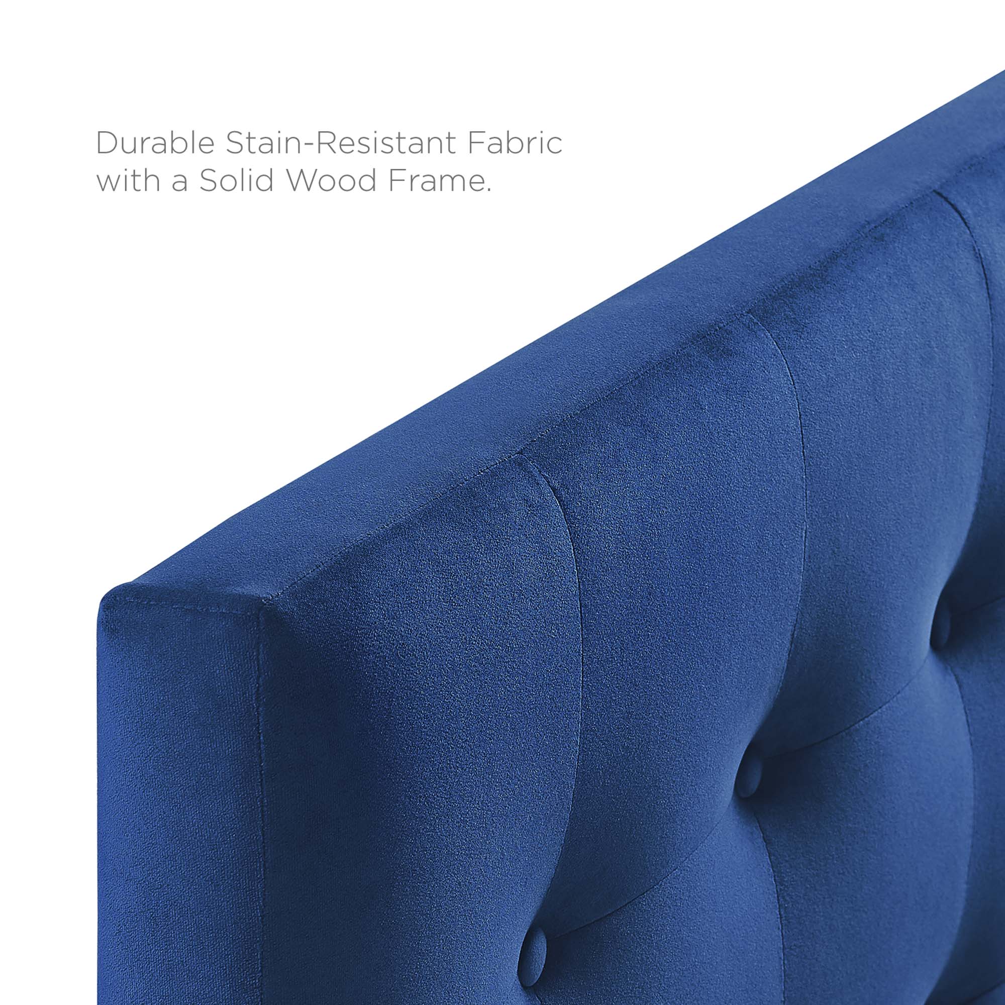 Emily Biscuit Tufted Performance Velvet Queen Headboard, Navy