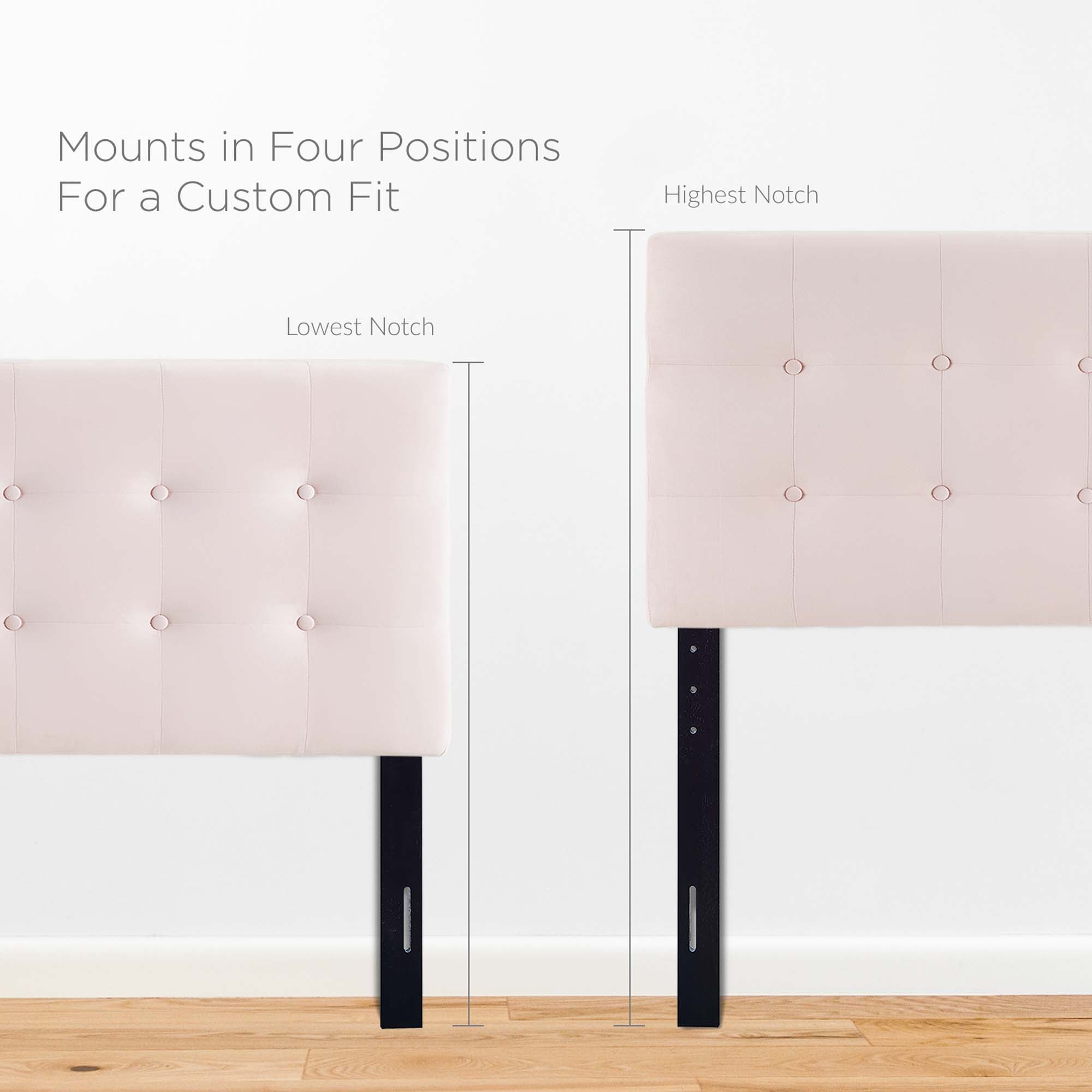 Emily Biscuit Tufted Performance Velvet Queen Headboard, Pink