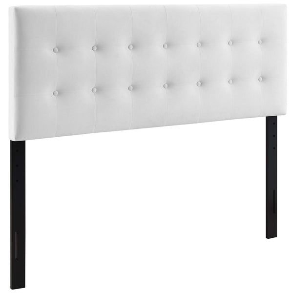 Emily Biscuit Tufted Performance Velvet Queen Headboard, White